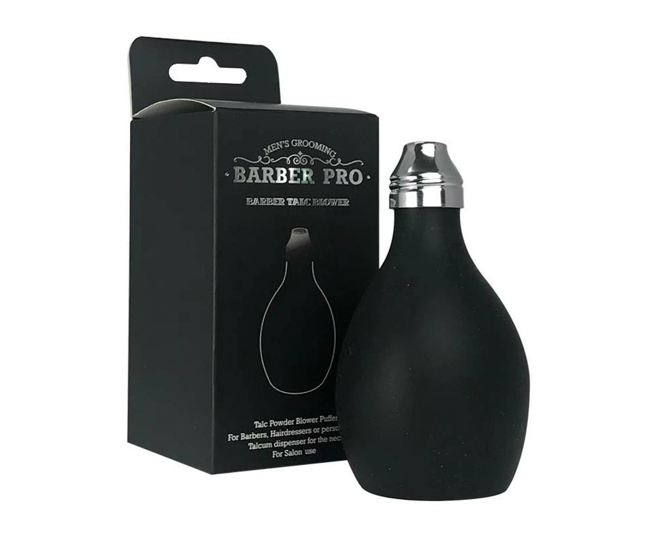 Barber Pro Talc Blower Puffer - Black | Professional Hair Styling Tool for Barbers & Salons | Perfect for Dusting Off Excess Powder After Haircuts & Shaves