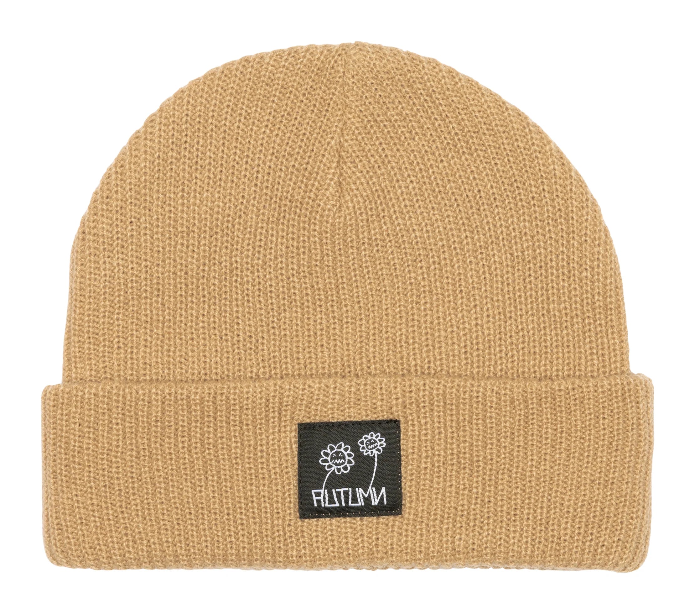 Autumn Simple Label Beanie - Soft Knit Khaki Winter Hat for Men & Women | Cozy Outdoor & Indoor Wear