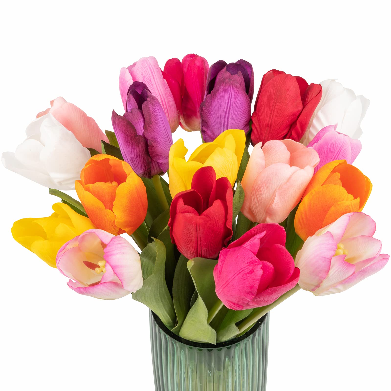 KKMO Artificial Tulips - 12 Pack Multicolor Fake Flowers for Home Decor, Wedding Centerpieces, Office & Party Decoration