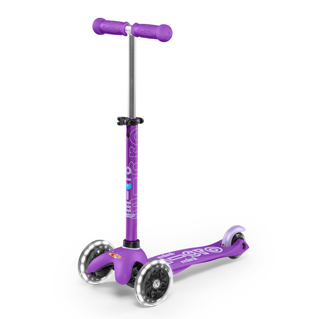 Micro Mini Deluxe 3 Wheel LED Scooter for Kids - Purple Light Up Kick Scooter | Perfect for Outdoor Play, Commuting to School & Neighborhood Rides