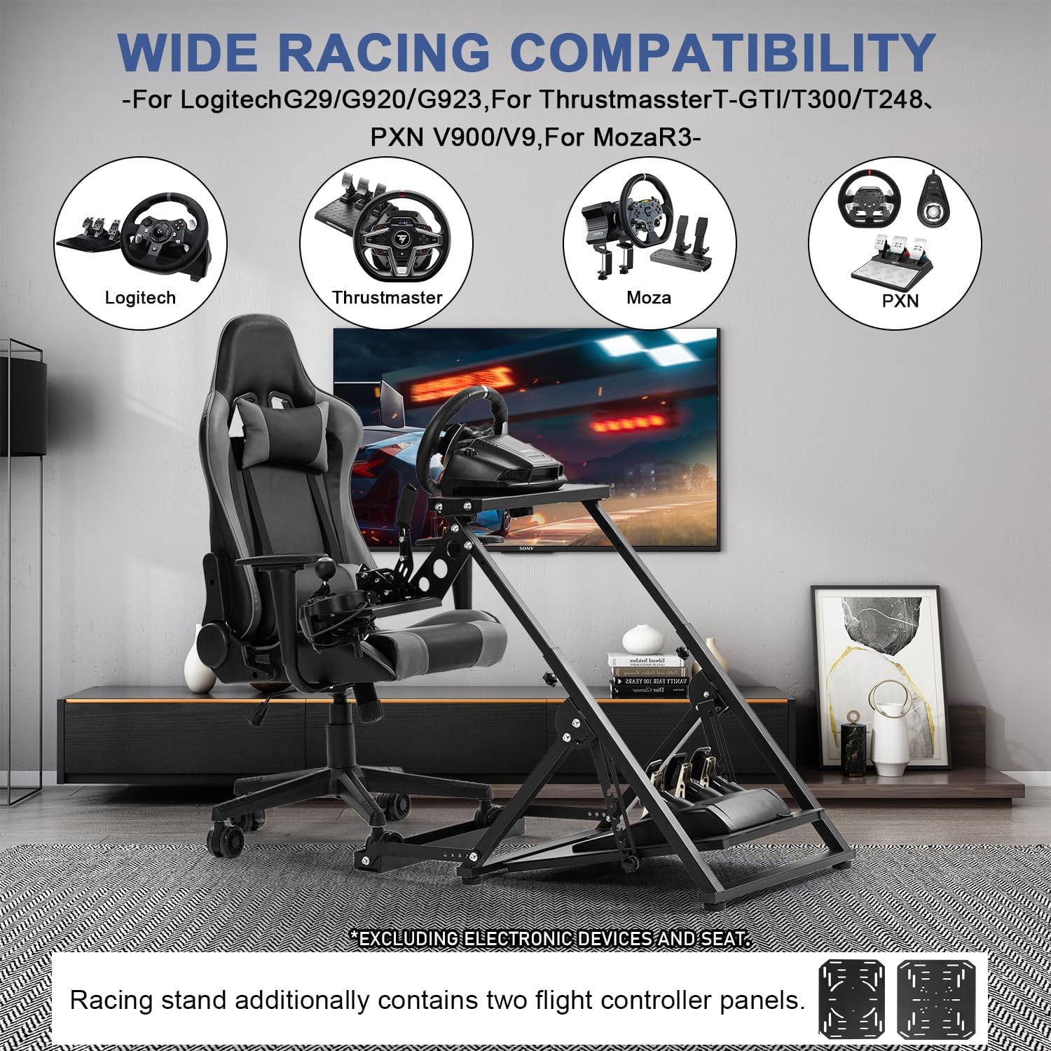 Anman Foldable Flight Simulation Cockpit 3.0 - Adjustable Racing Simulator Cockpit for Logitech, Thrustmaster, HOTAS Warthog & Fanatec (Steering Wheel Not Included) | Perfect for Flight & Racing Sims, Home Gaming Setup & Professional Training