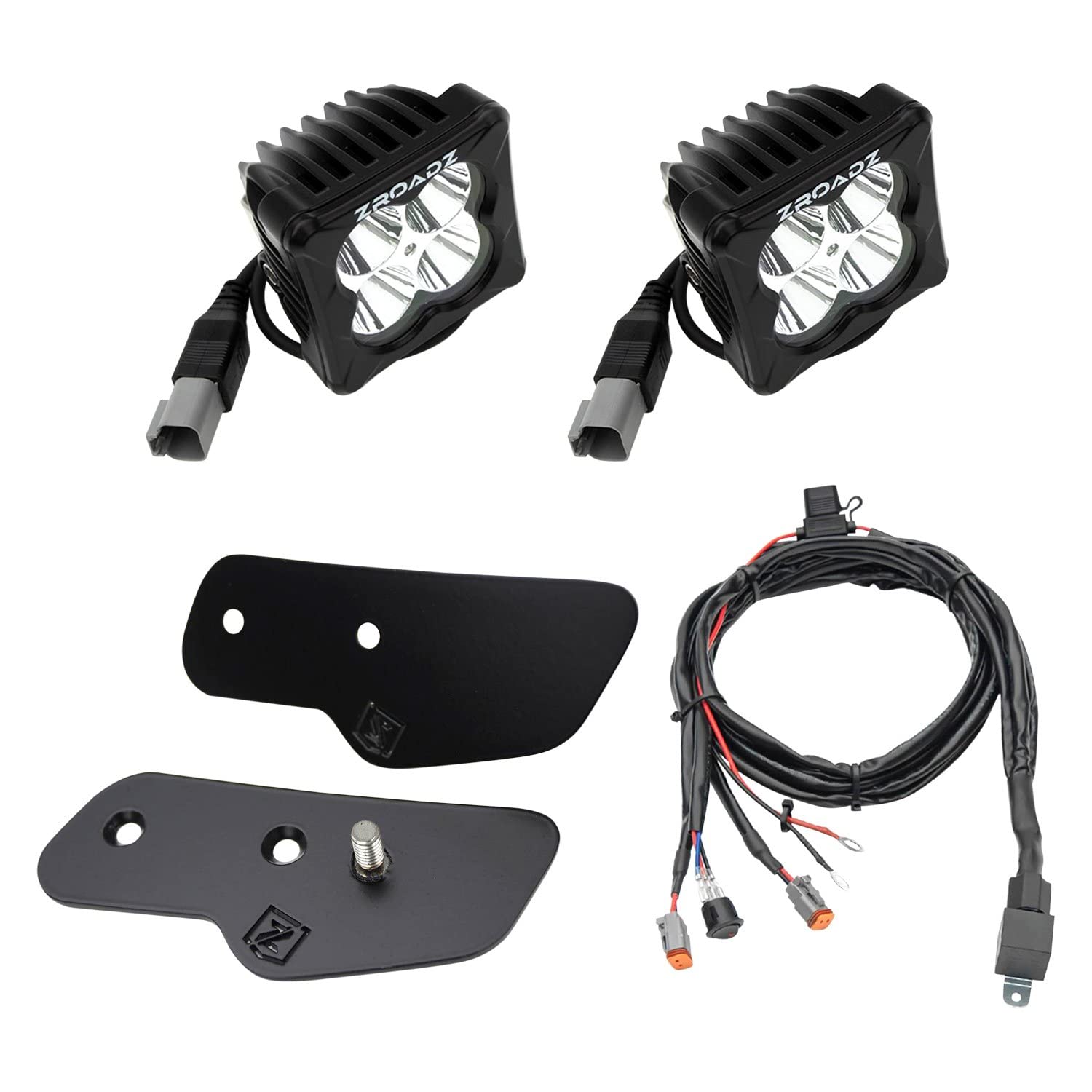 Z365401-KIT2 A Pillar LED Light Mounting Bracket Kit for Ford Bronco - Includes (2) LED Lights, Wiring Harness & Pair Brackets | Perfect for Off-Roading, Night Driving & Adventure Vehicles