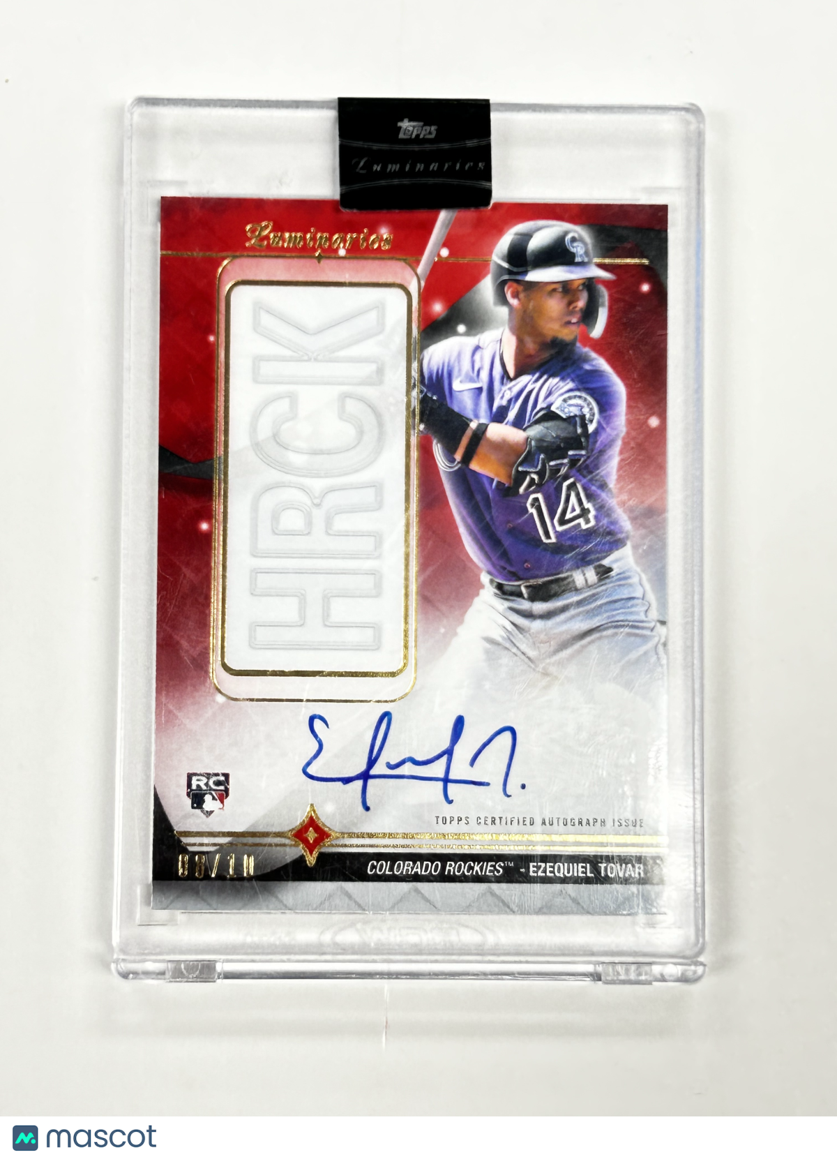 2023 Topps Luminaries Ezequiel Tovar Rookie Card Red Autograph 08/10 #HRK ET - Perfect for Baseball Card Collectors and Colorado Rockies Fans