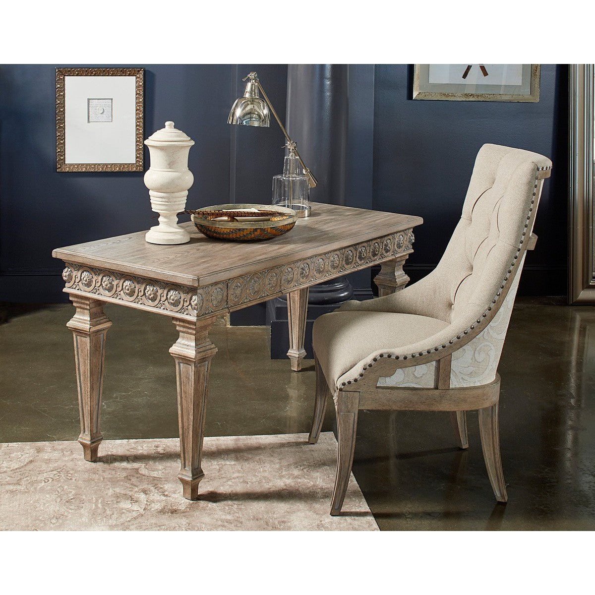 Arch Salvage Reeves Host Chair in Brown & Beige - Elegant Dining Room Seating for Home & Office