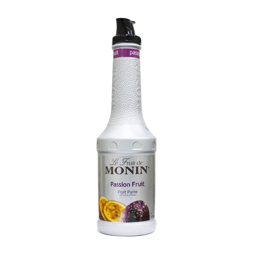 Monin Passion Fruit Puree 1 Liter (33.8 Fl Oz) - Pack of 4 | Premium Fruit Concentrate for Cocktails, Smoothies & Desserts | Perfect for Bartending, Baking & Home Mixology
