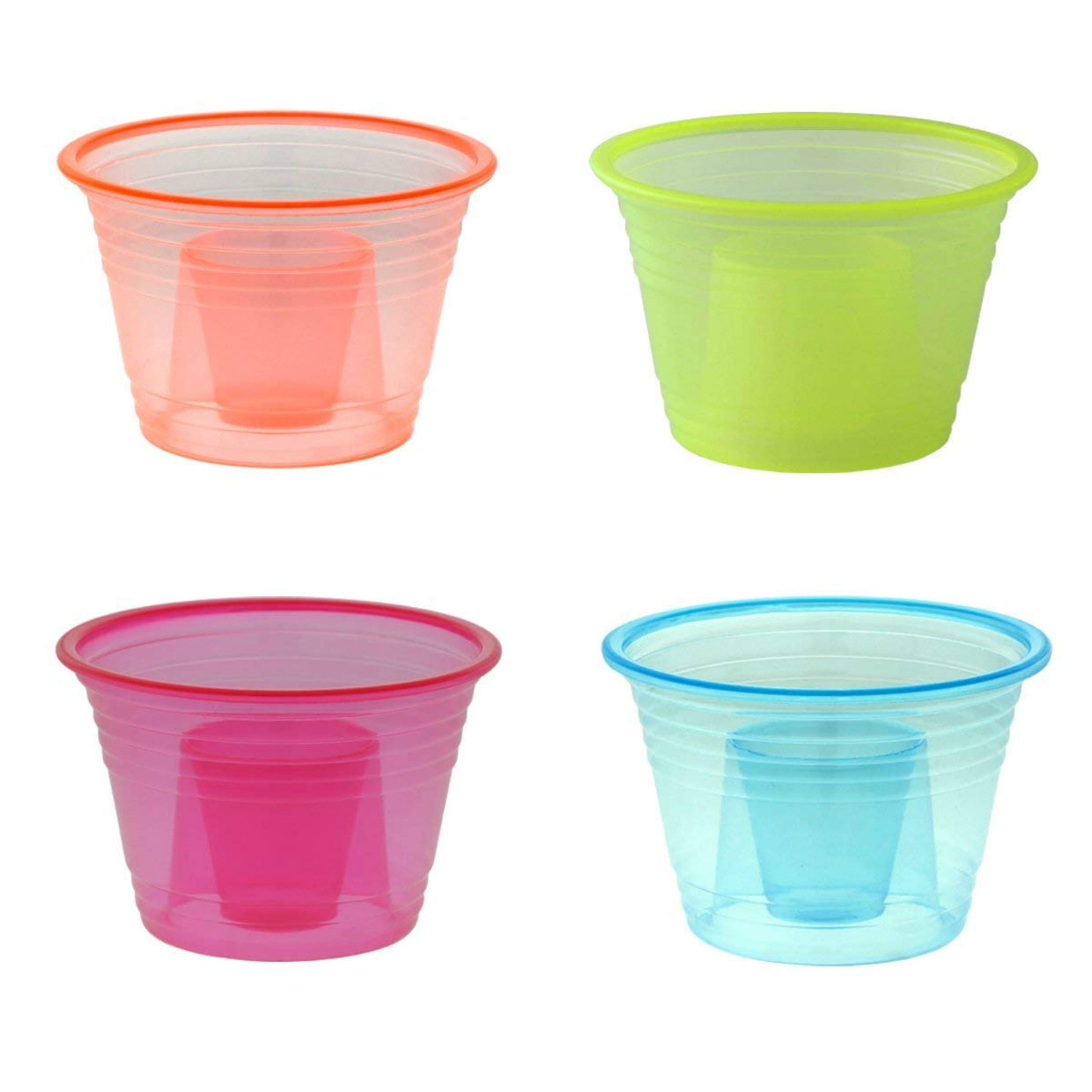 Neon Disposable Plastic Party Shot Glasses - 2000 Pack Assorted Colors for Jager Bombs, Bomber Cups & Power Bombers | Perfect for Bars, Clubs, Parties & College Events