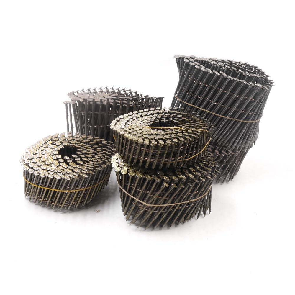 Stainless Steel Coil Siding Nails 2-3/4 Inch 15 Degree - 900 Count Ring Shank Galvanized Nails for Pneumatic CN70 CN80 Nail Guns - Perfect for Roofing, Siding & Fencing Projects