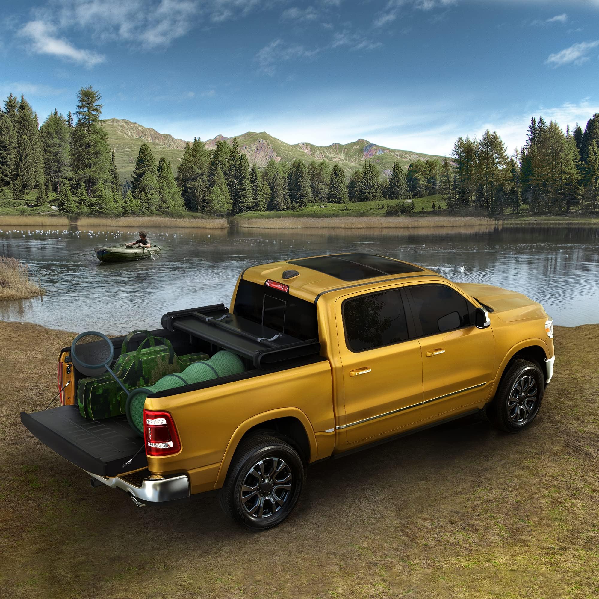 YITAMOTOR Soft Tri-Fold Truck Bed Tonneau Cover for 2003-2024 Dodge Ram 2500/3500 Fleetside 8 ft Bed (Non-Rambox) | Waterproof & Durable | Perfect for Hauling, Camping & Outdoor Adventures