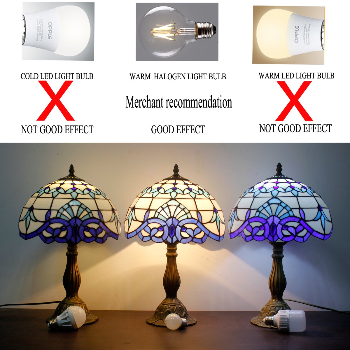 Tiffany Style Table Lamp - Navy Blue Baroque Stained Glass Desk & Bedside Light, 12x12x18 Inches, Perfect for Bedroom, Living Room & Home Office Decor - WERFACTORY S003B Series - Ideal for Reading, Relaxation & Romantic Ambiance Lighting