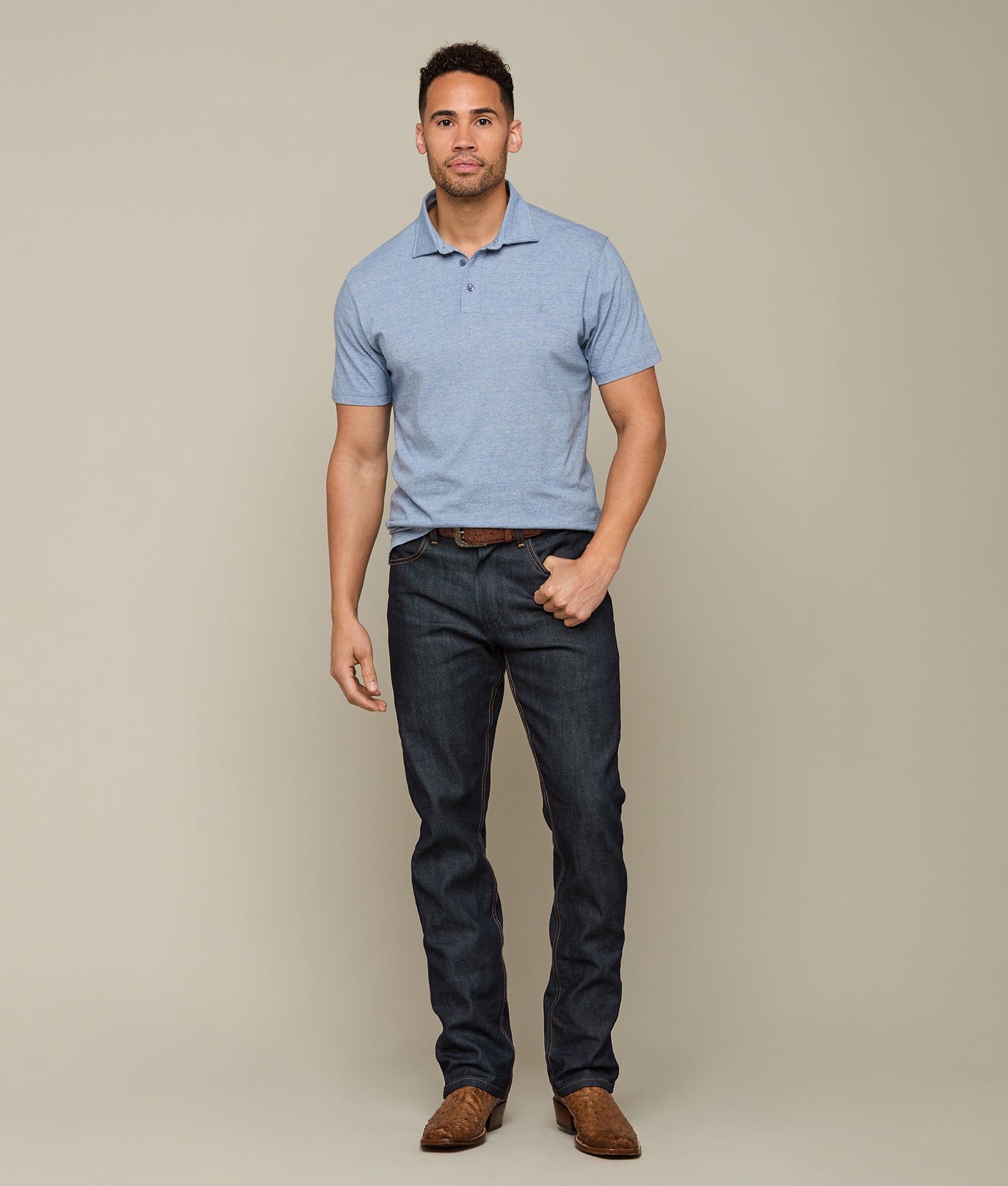 Premium Lucchese Pima Cotton Polo Shirt for Men - Soft Breathable Blue Casual Wear - Perfect for Golf, Business Casual & Summer Outfits