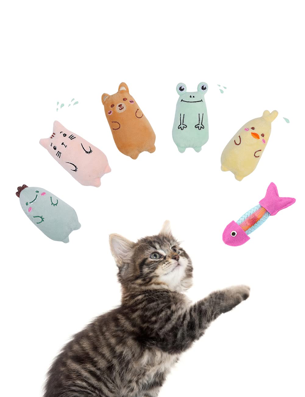 Best Catnip Toys for Cats - 6 Pack Cute Chew Toys with Fun Catnip Stuffed Cartoon Teeth - Halloween Plush Scratcher Biting Toys for Kittens & Adult Cats - Perfect for Playtime, Training & Stress Relief