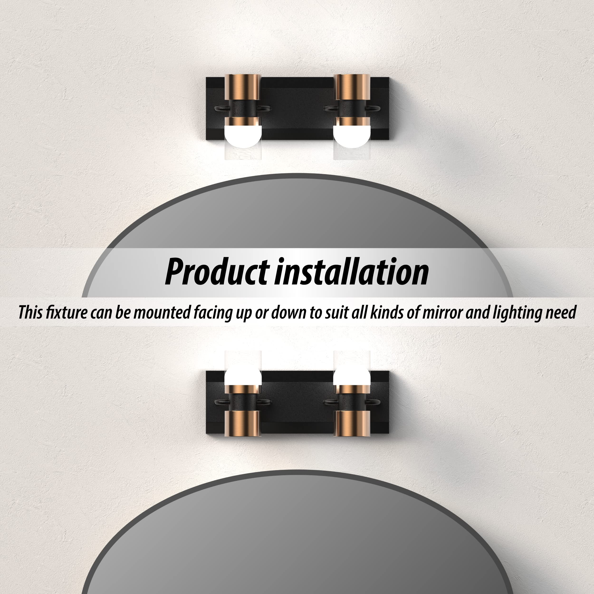 12 Inch LED Vanity Light Fixtures - Crystal Clear Cylinder Design, Black & Bronze Finish, 4000K Warm White for Bathroom, Bedroom, or Dressing Room (Set of 2) - Modern Wall Sconce Lighting for Home Decor