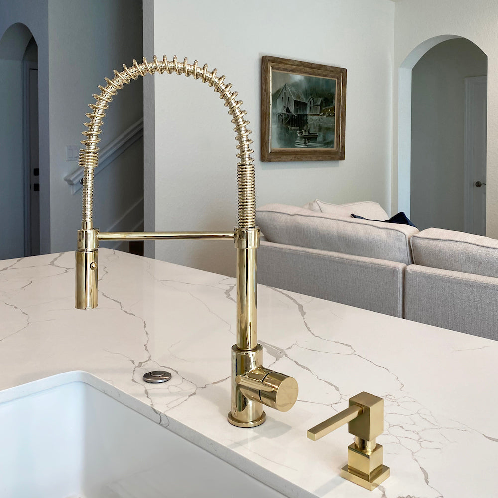 ZLINE Polished Gold Faucet Soap Dispenser (FSD PG) - Touchless Automatic Liquid Soap Dispenser for Kitchen & Bathroom Sink, Modern Home Decor Accessory