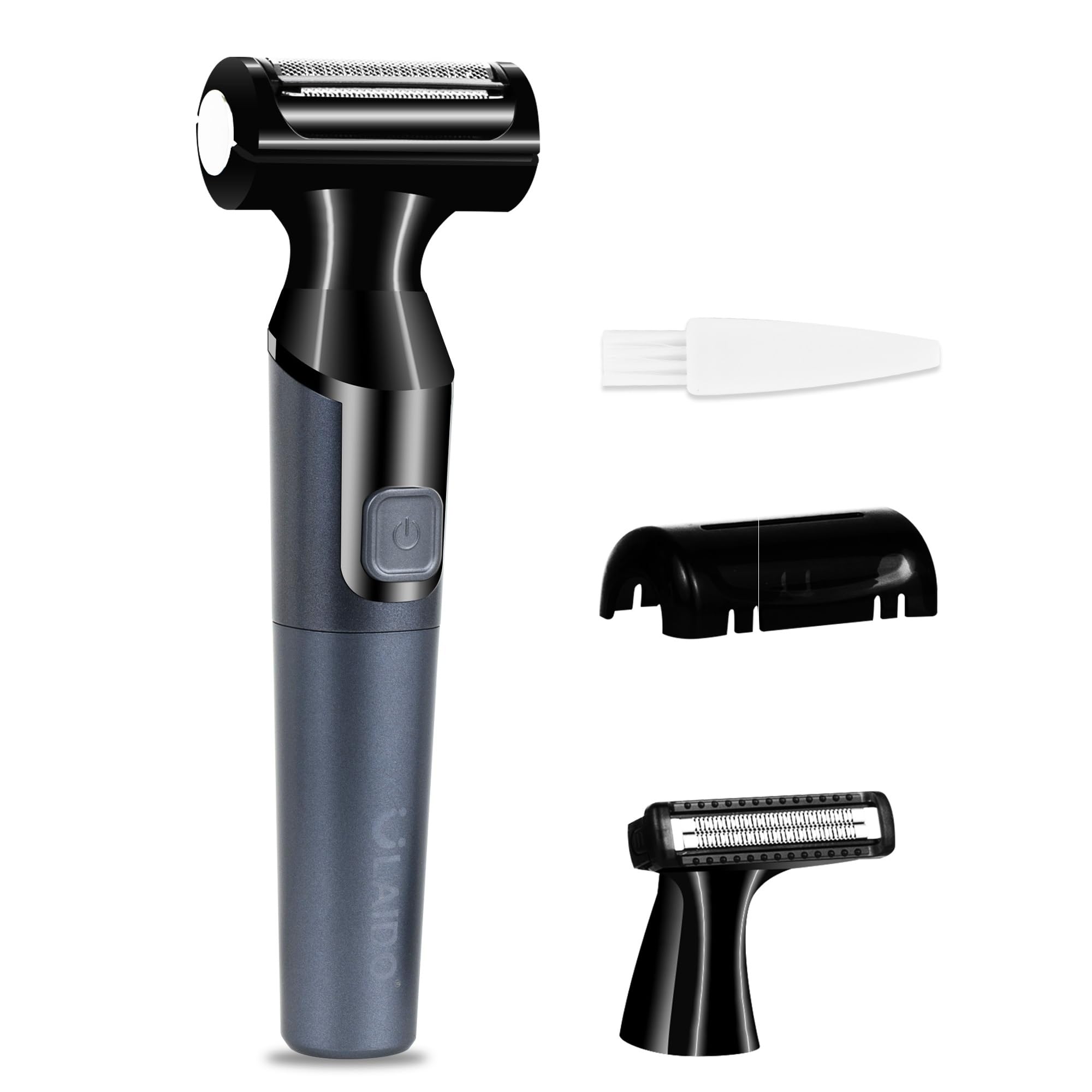 Best Electric Body Hair Trimmer for Men - Waterproof Wet/Dry Pubic & Groin Groomer with Replacement Foil Heads - Perfect for Full Body Shaving & Sensitive Areas Care at Home or Travel