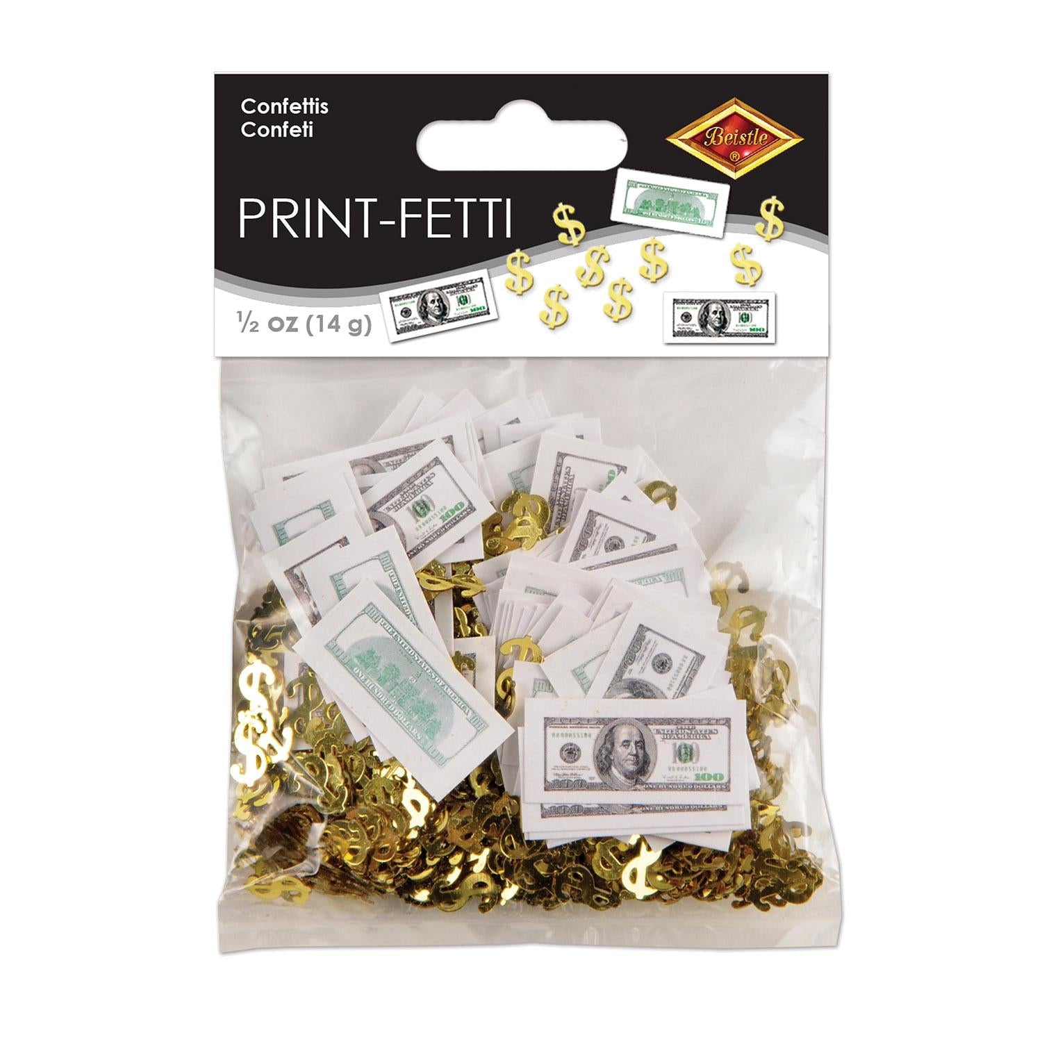 12 Pack Beistle Big Bucks Print Fetti Party Decorations - 0.5 Oz per Package - Perfect for Birthday Parties, Baby Showers, and Celebrations