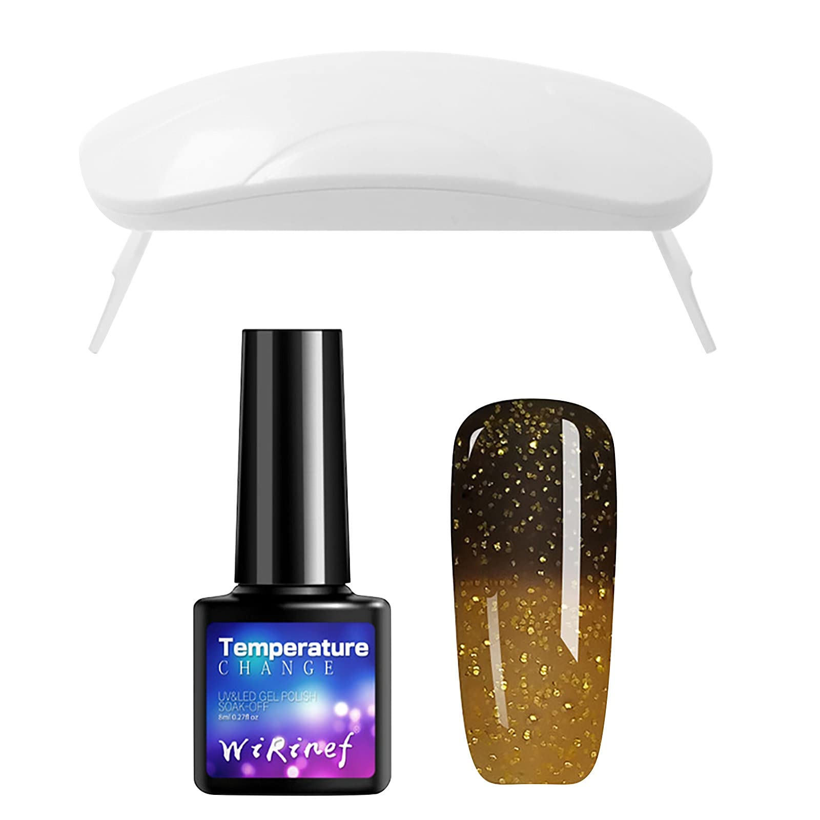 Gel Nail Polish Set - Temperature Changing, Glitter & Nude Soak Off LED/UV Lamp Nail Art Kit for DIY Beginners & Professionals | Perfect for Home Manicures, Salon Use & Gift Giving