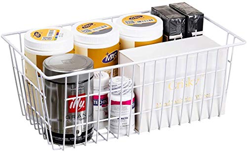 Metal Wire Storage Basket with Handles - 2 Pack Freezer & Fridge Organizer Bin for Kitchen, Pantry, Closet, Garage & Bathroom - Perfect for Food Storage, Household Organization & Space Saving