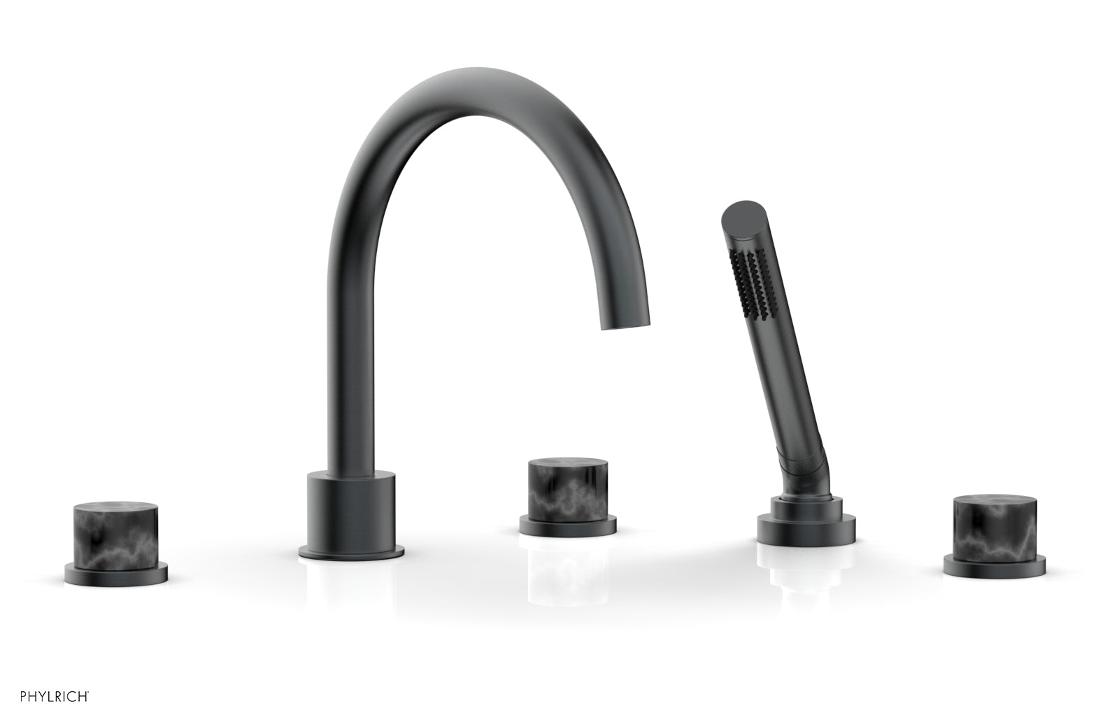 Premium BASIC II Deck Tub Set with Hand Shower - Black Marble Design 230 50 - Perfect for Modern Bathroom Renovation & Spa-Like Relaxation