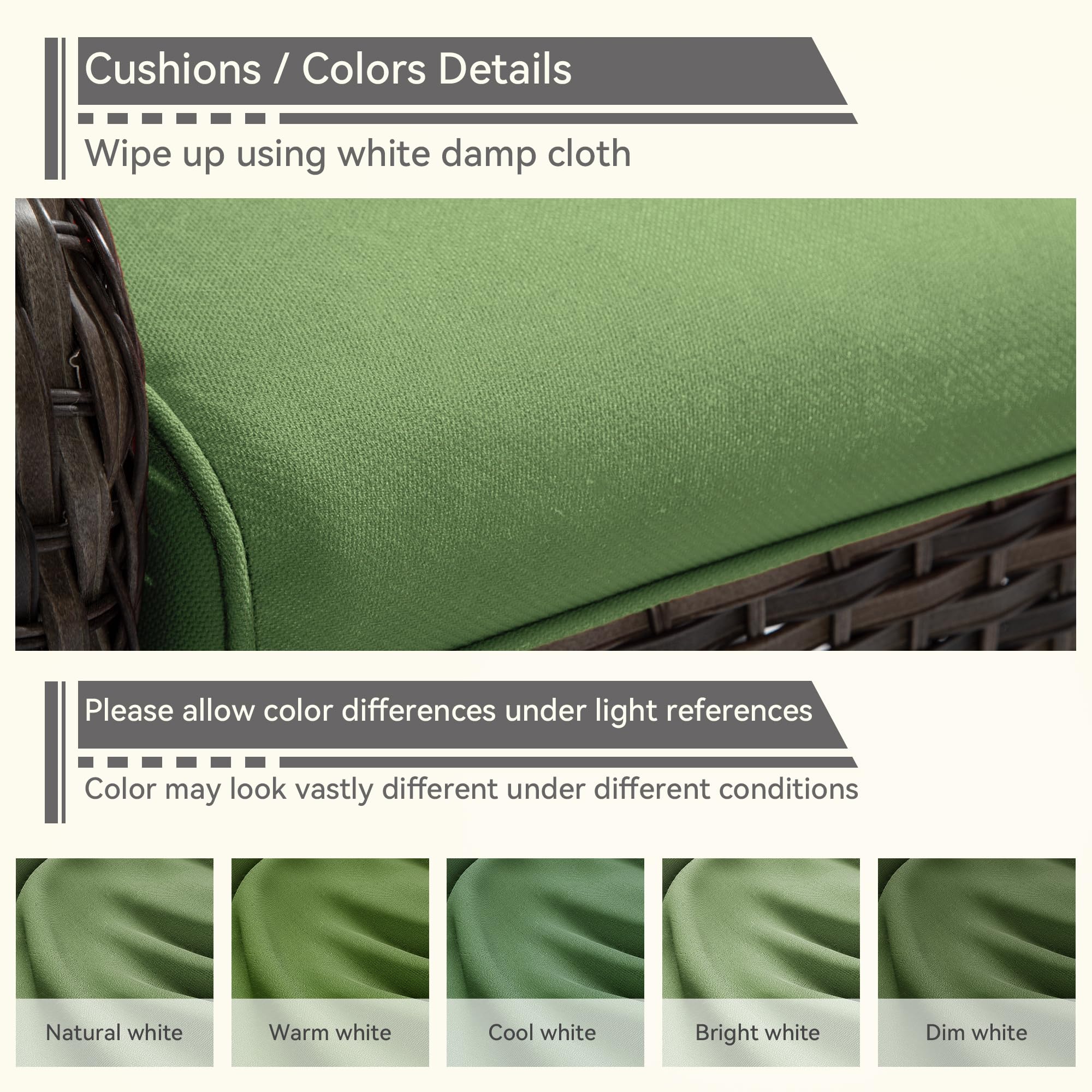 Outdoor Swivel Rocker Patio Chair - Weather-Resistant Wicker Patio Chair with Olefin Fabric Cushions, 360-Degree Rotation, Perfect for Backyard, Deck, Porch, Garden & Poolside Relaxation - Green