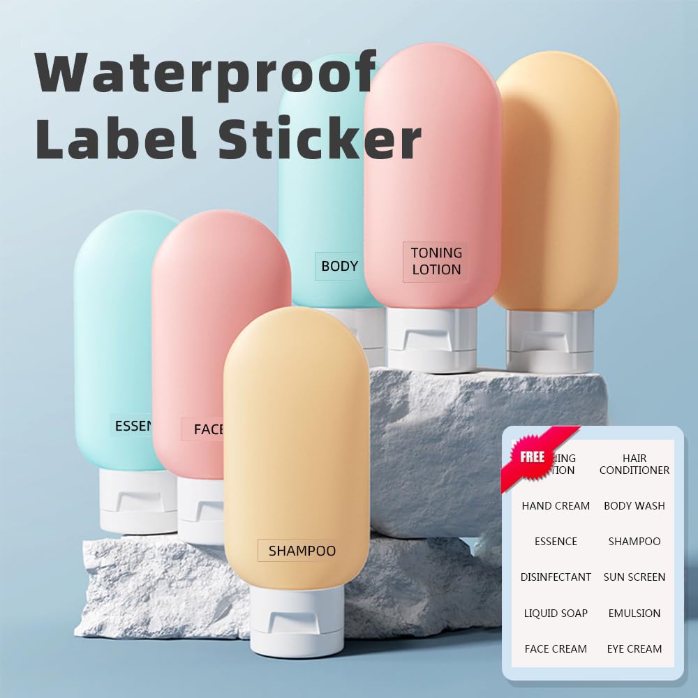 6 Pack TSA Approved 2oz Travel Bottles for Toiletries - BPA Free Leak Proof Refillable Squeezable Containers for Shampoo, Conditioner & Lotion - Perfect for Air Travel, Gym & Vacation Essentials
