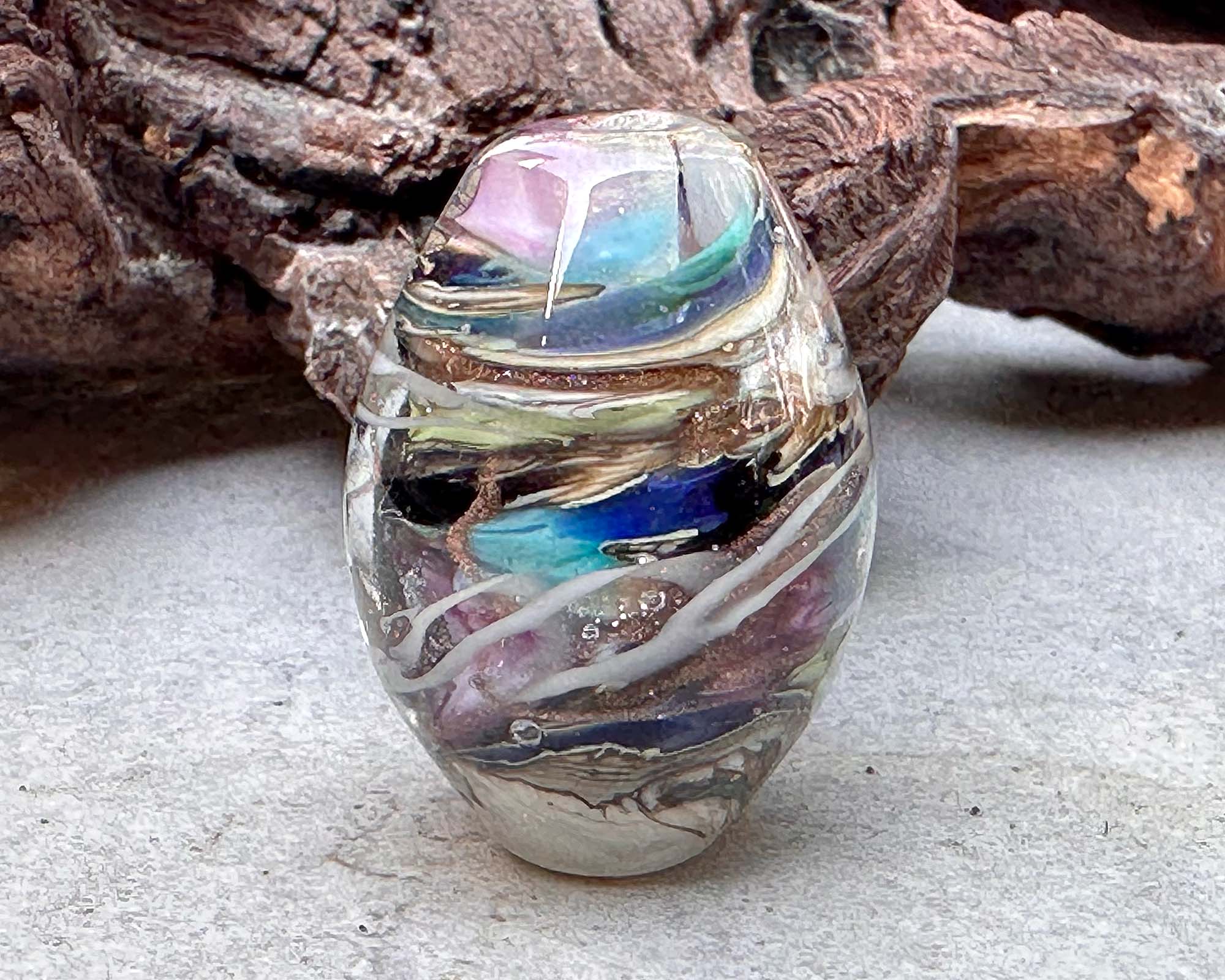 Dreamscape Swirl Lampwork Glass Focal Bead for Jewelry Making - Handmade Artisan Bead for Necklaces, Bracelets & DIY Crafts