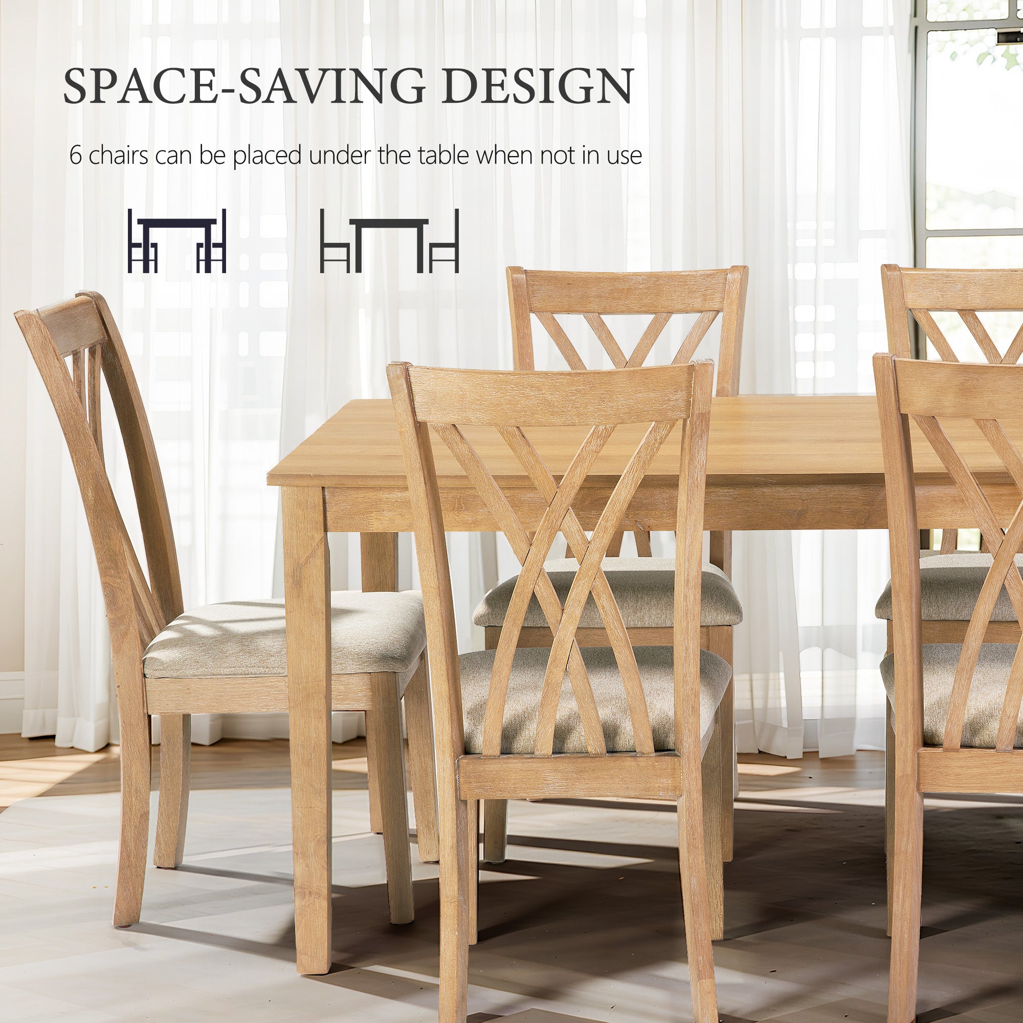 Modern 6-Piece Dining Table Set with Anti-Slip Chairs - 60