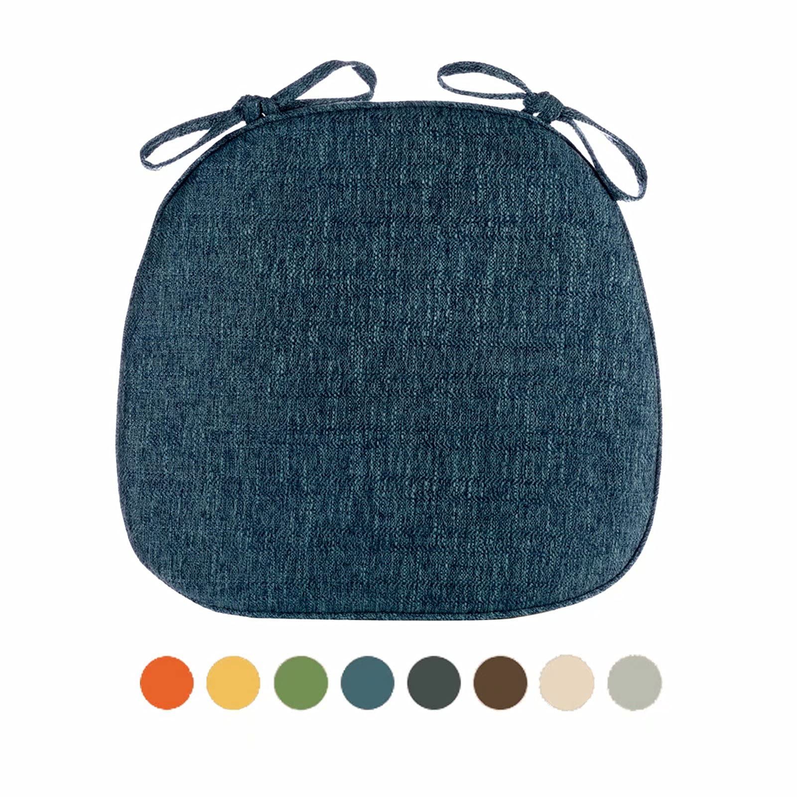 4-Pack Non-Slip Washable Dining Chair Cushions with Ties - Thick Farmhouse Style Seat Pads for Kitchen & Dining Room Chairs, Blue - Perfect for Home Decor & Comfortable Seating