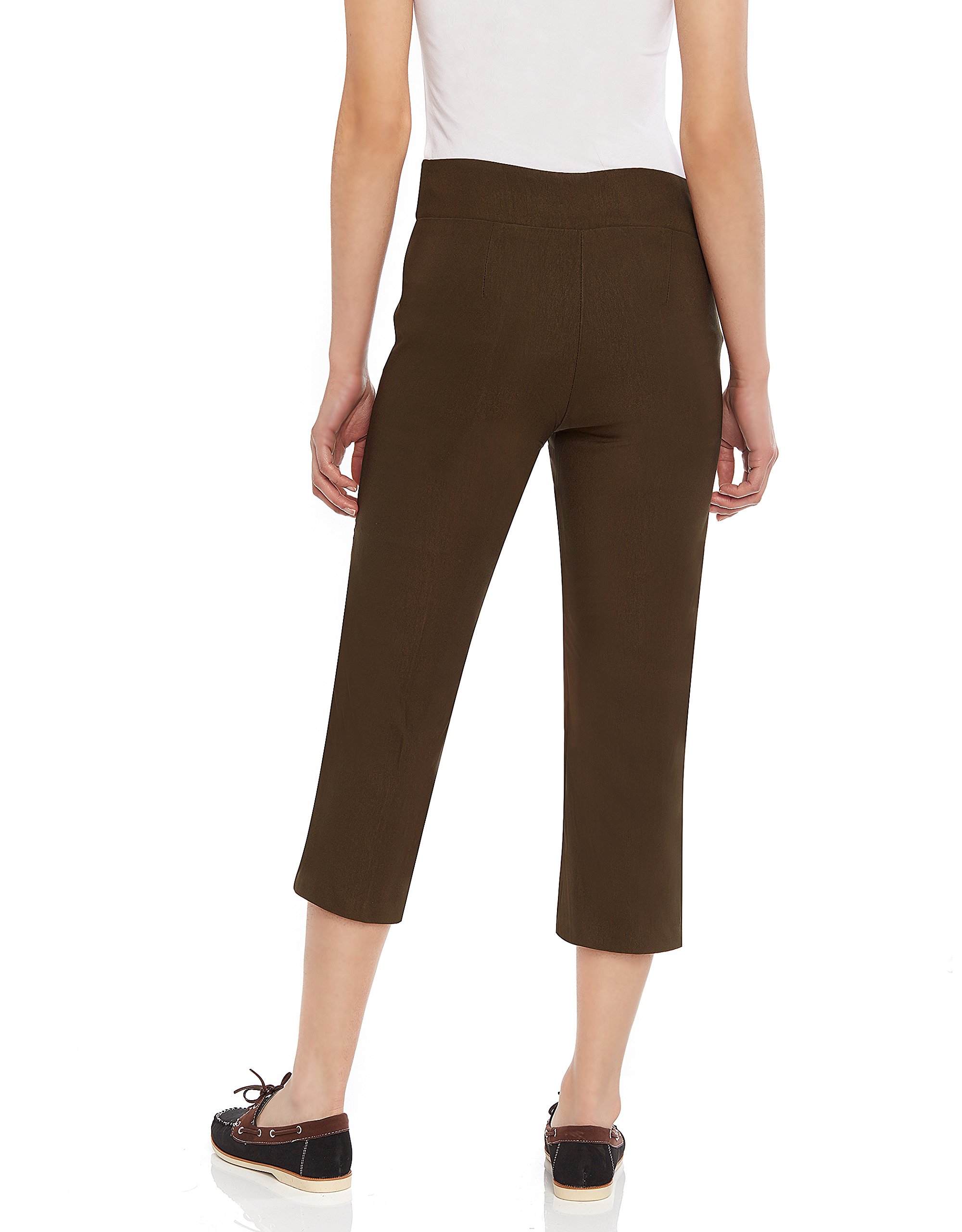 Leveret Women's Pull-On Comfort Fit Dress Capri Pants - Stretch Waist Casual Work Pants (Size 4-18) | Perfect for Office, Travel & Everyday Wear