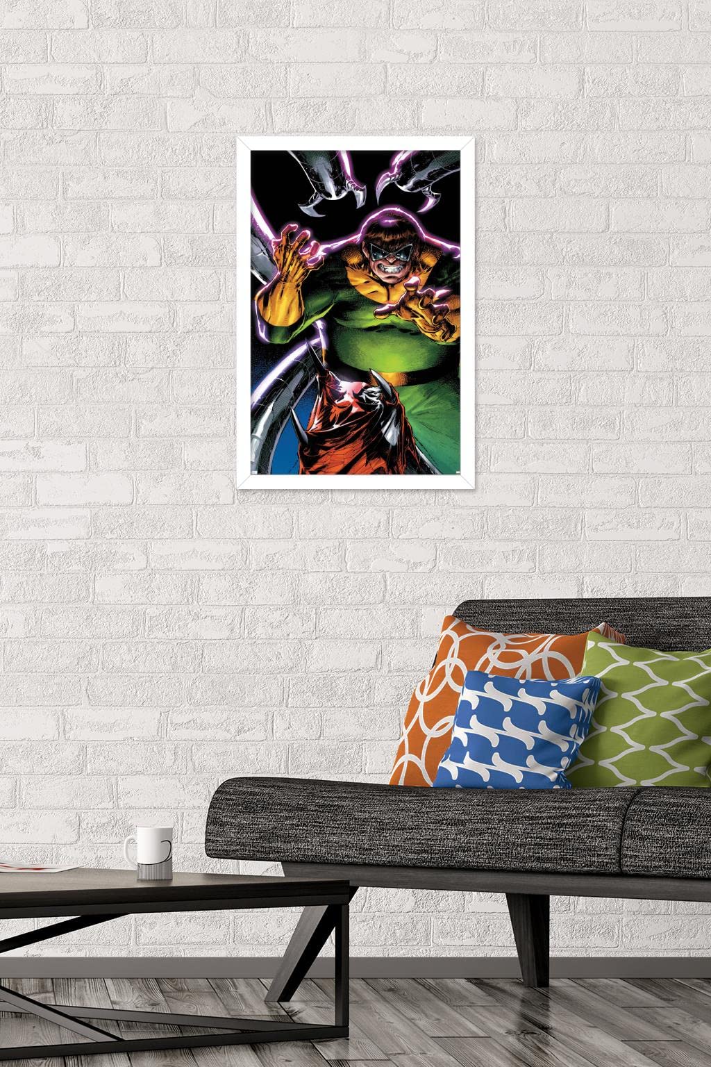 Marvel Comics Doctor Octopus Wall Poster - The Amazing Spider-Man #3 Art Print, 22.4x14.7 Inches White Framed Version | Superhero Decor for Bedroom, Office & Game Room
