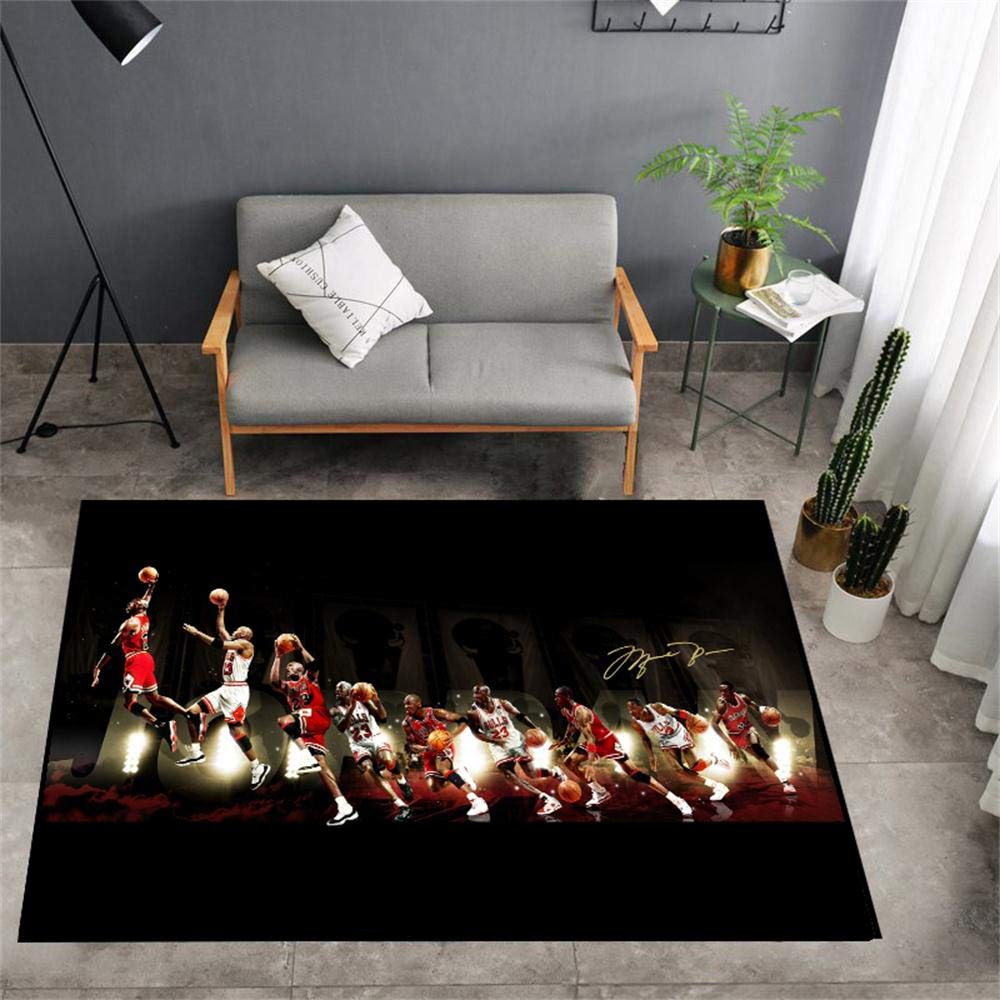 3D Star Basketball Team Rug - Super Hero Pattern Non-Slip Mat for Living Room & Bedroom