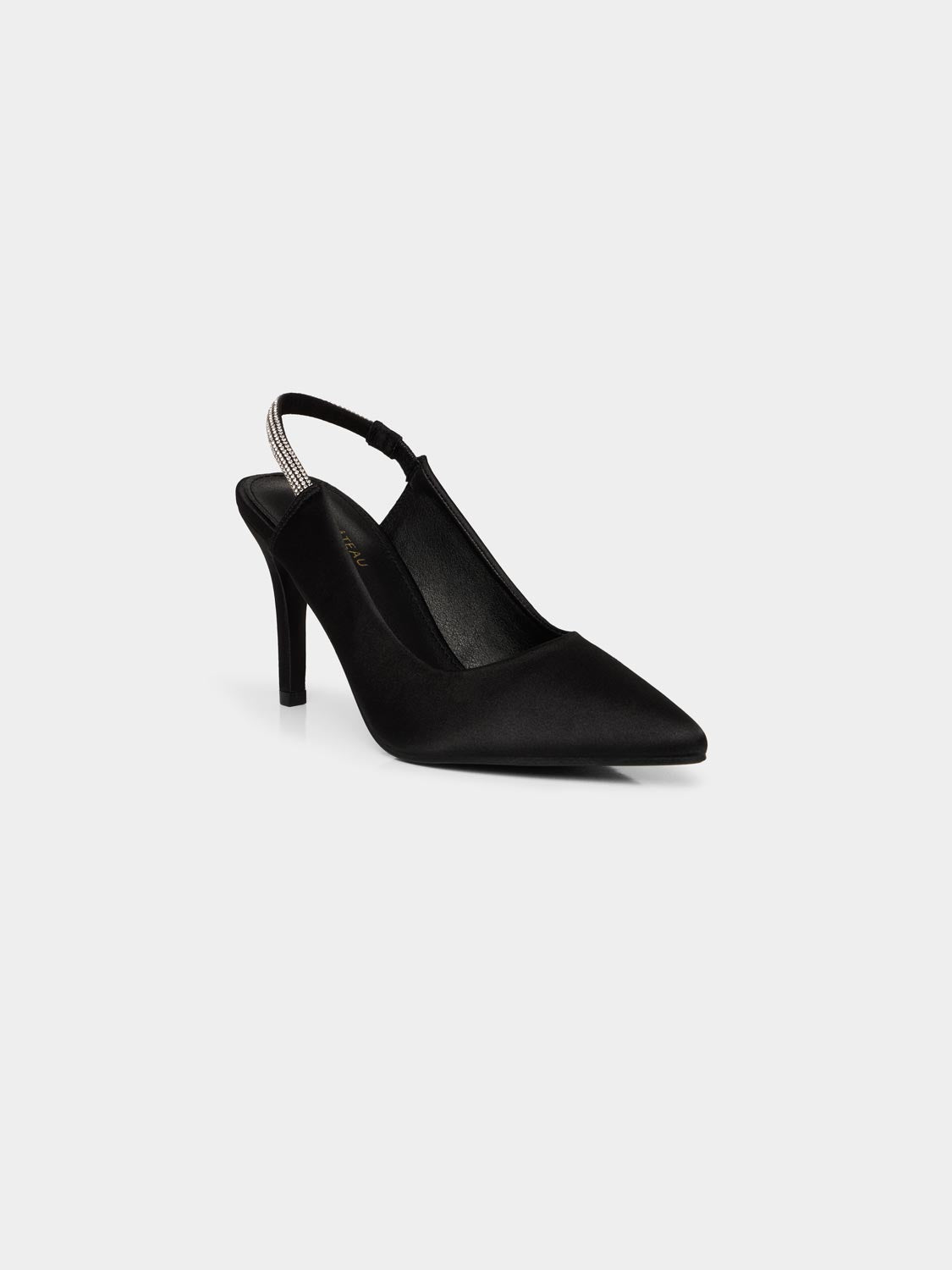 Elegant Satin Slingback Pumps with Rhinestone Strap - Women's Dress Shoes for Weddings, Parties & Special Occasions