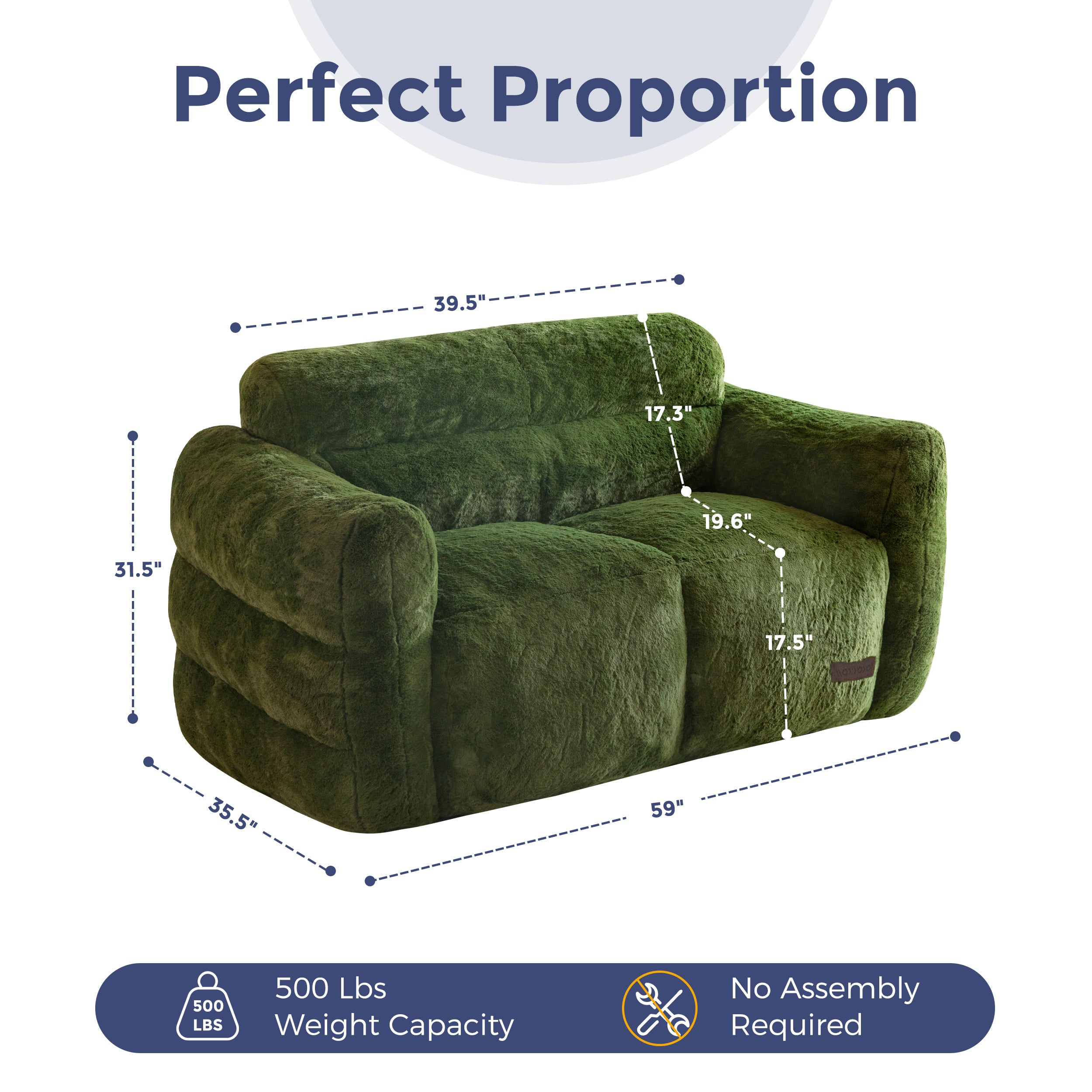 MAXYOYO Giant Bean Bag Chair for Adults - Ultra Soft Fluffy Oversized Floor Sofa for Living Room & Bedroom - Cozy Reading Chair with Filler (Green) - Perfect for Relaxing, Gaming & Movie Nights