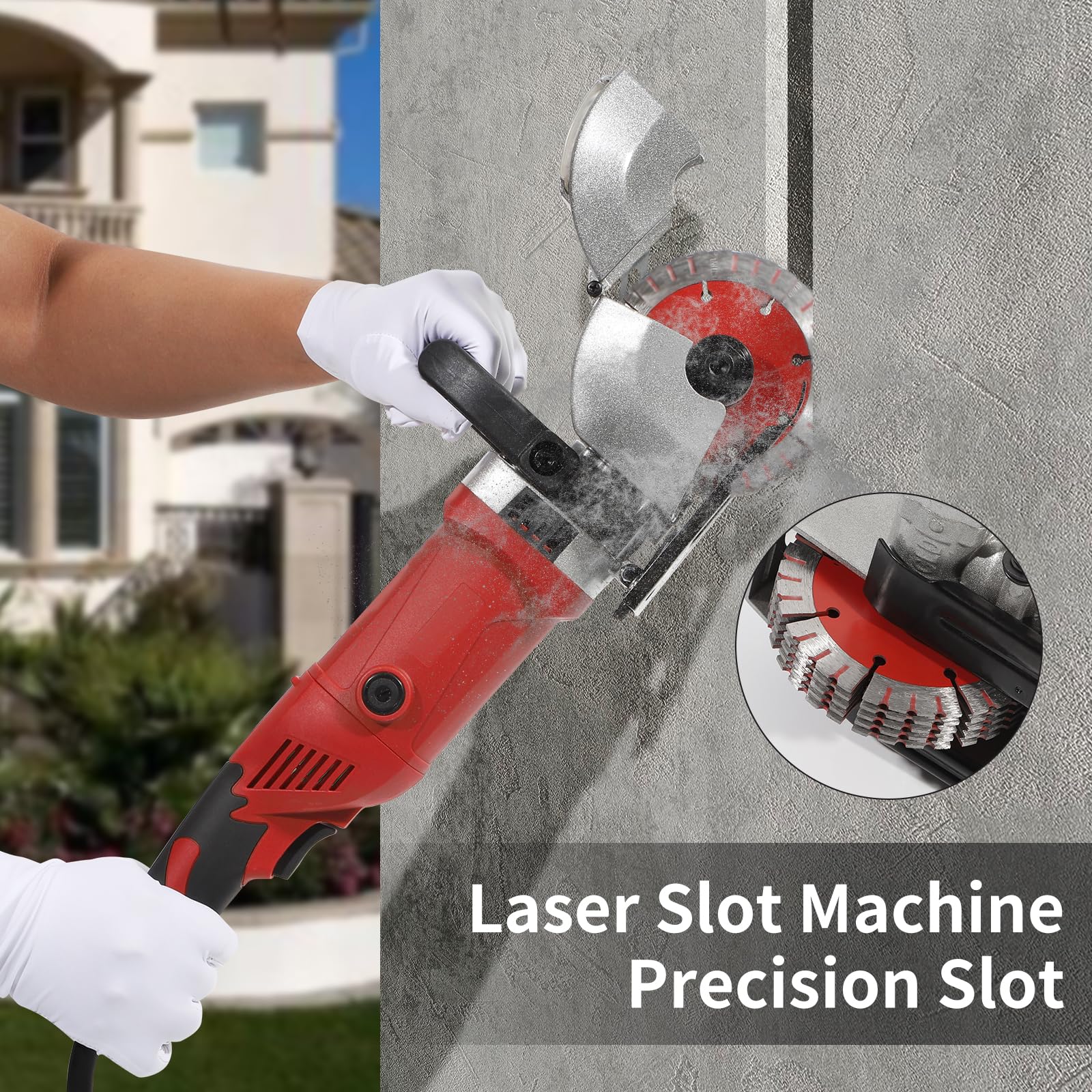 ZXMOTO 4000W 33MM Electric Wall Chaser Groove Cutter - Professional Concrete Notcher Groover with 5 Saw Blades (220V) - Perfect for DIY Home Renovation & Construction Projects