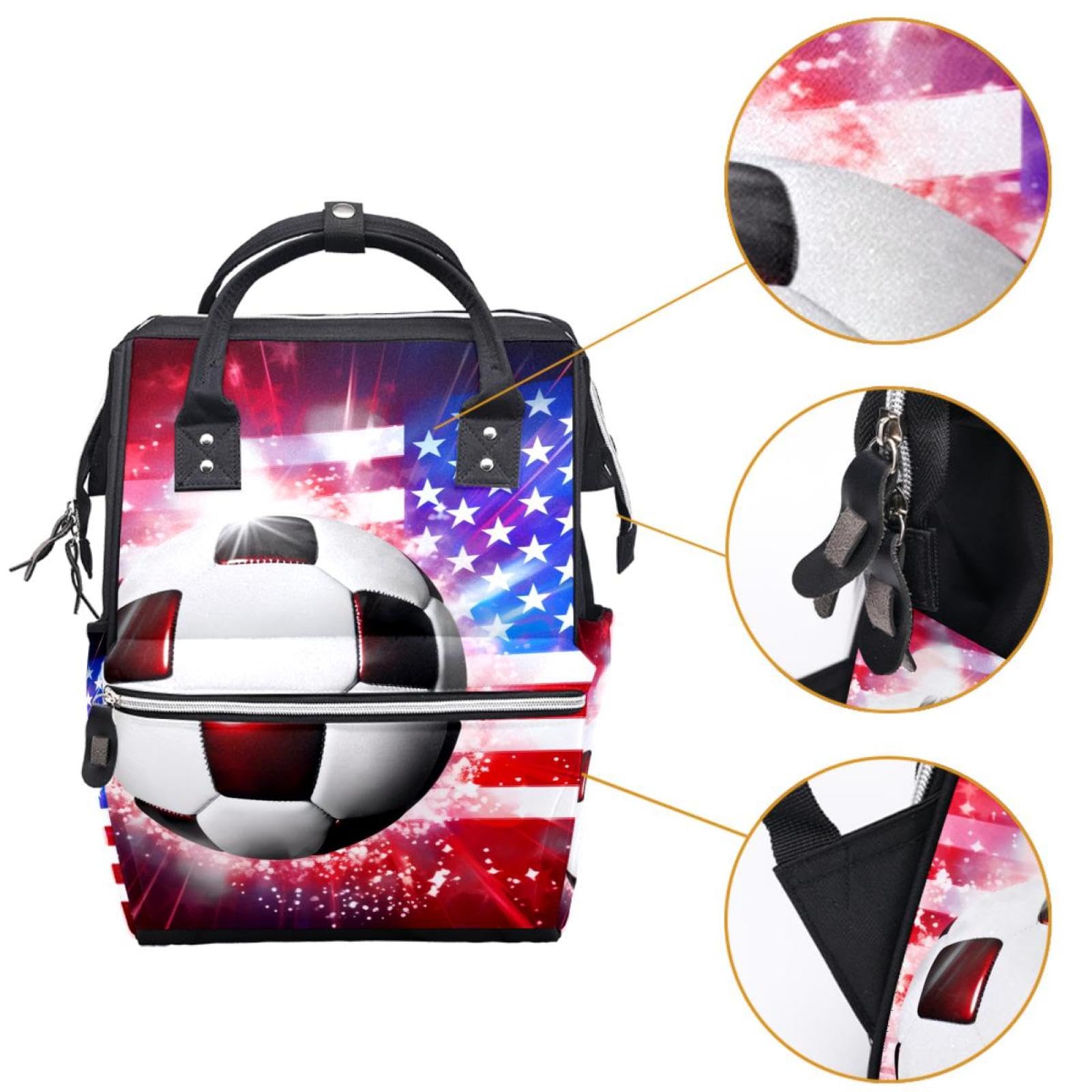 American Flag Football Travel Backpack - Durable Work Backpack for Commuting, Hiking & School - Stylish Backpack for Men & Women