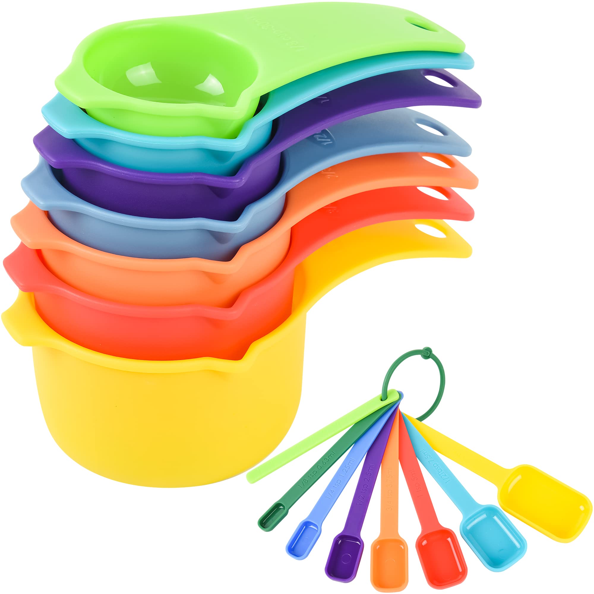 **15-Piece Plastic Measuring Cups and Spoons Set - Stackable, Dishwasher Safe with Leveler for Baking & Cooking | Dry & Liquid Measuring Cups for Kitchen, Home & Professional Use**