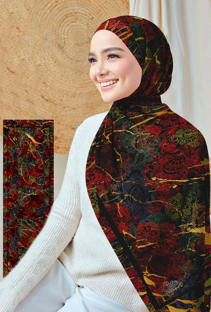 Layan Floral Print Hijab Scarf - Modest Muslim Headscarf for Women, Soft Breathable Chiffon Wrap - Perfect for Daily Wear, Prayer, and Special Occasions