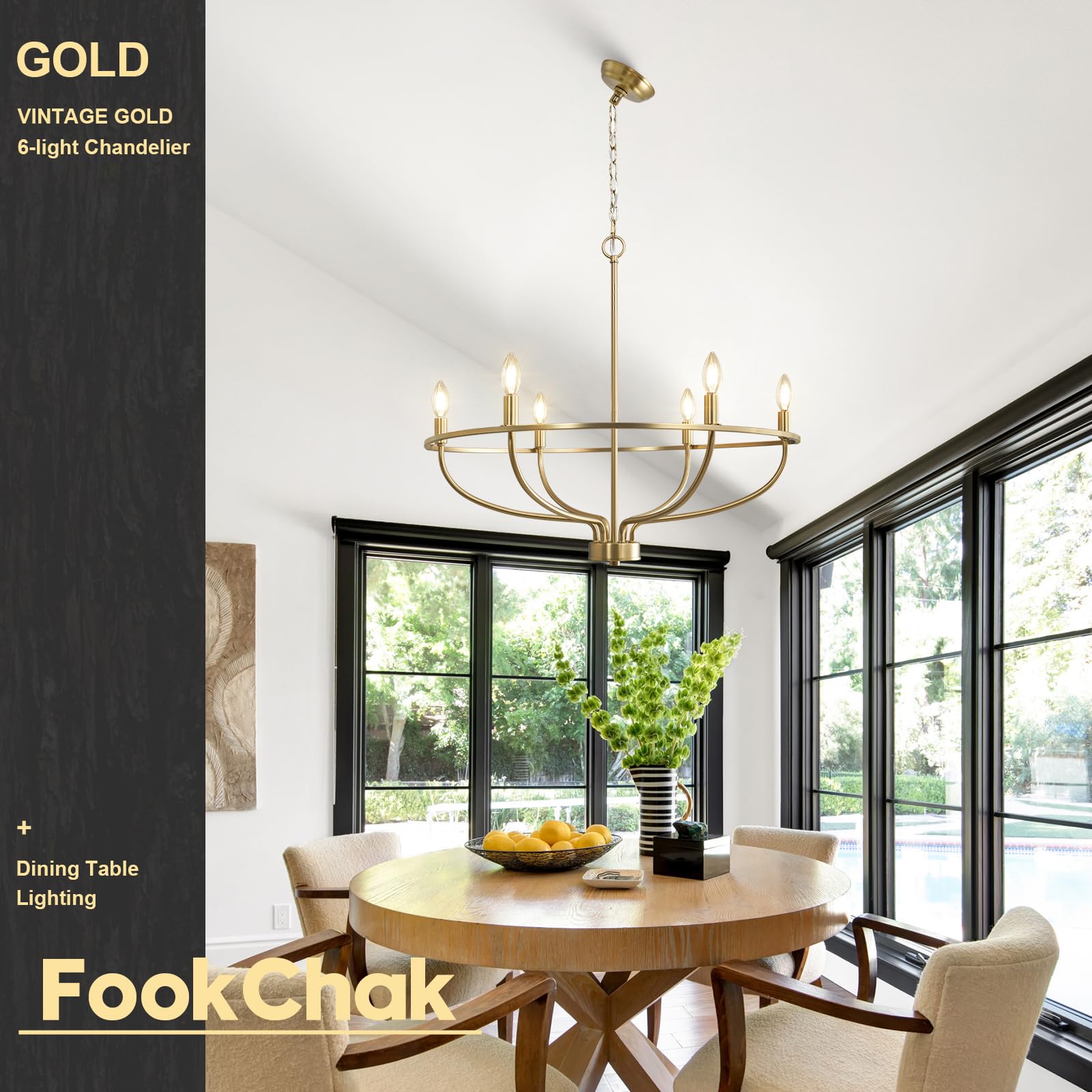 6-Light Brushed Gold Chandelier - 29