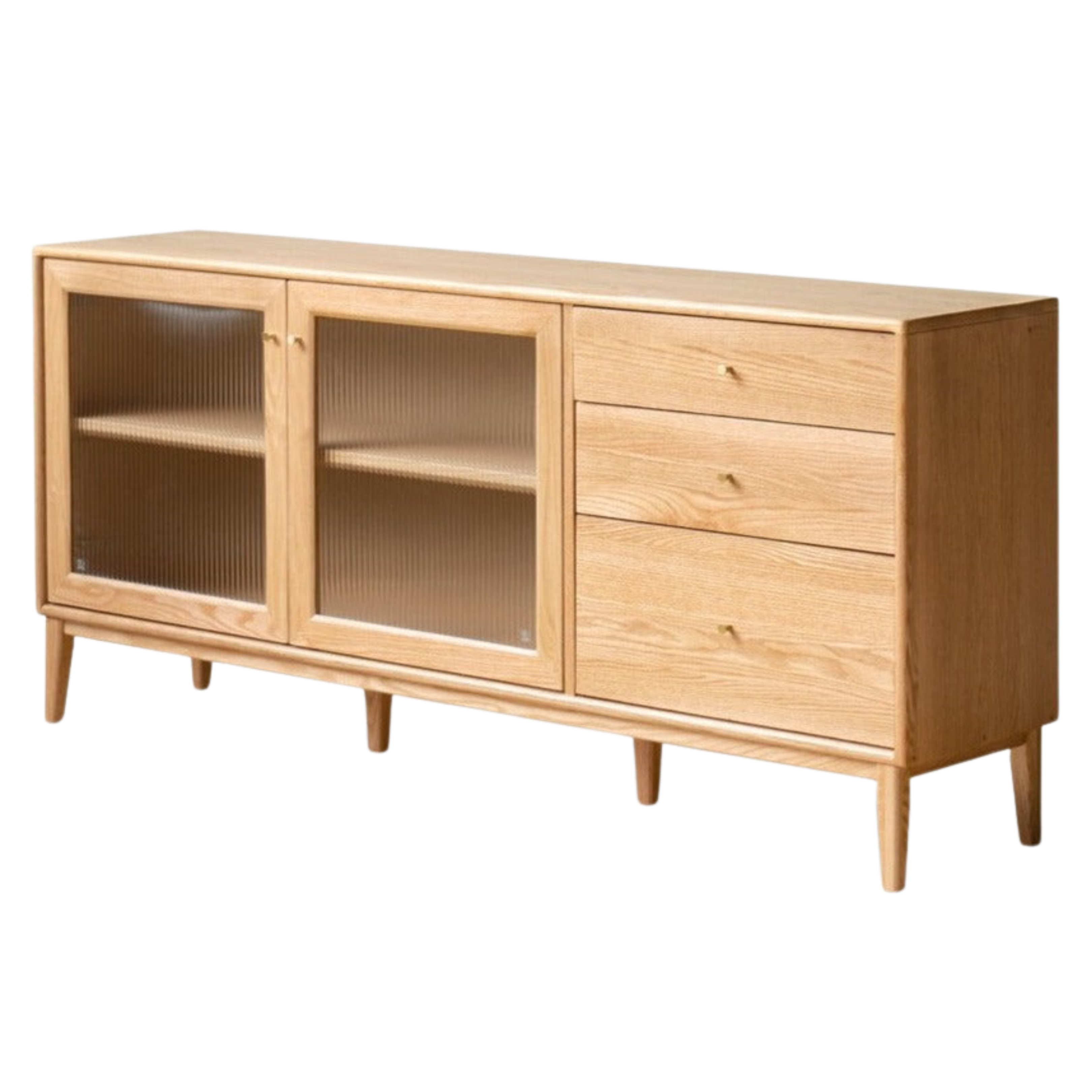 Solid Oak Wood Sideboard Buffet Cabinet - Rustic Dining Room Storage for Dishes, Linens & Entertaining Essentials