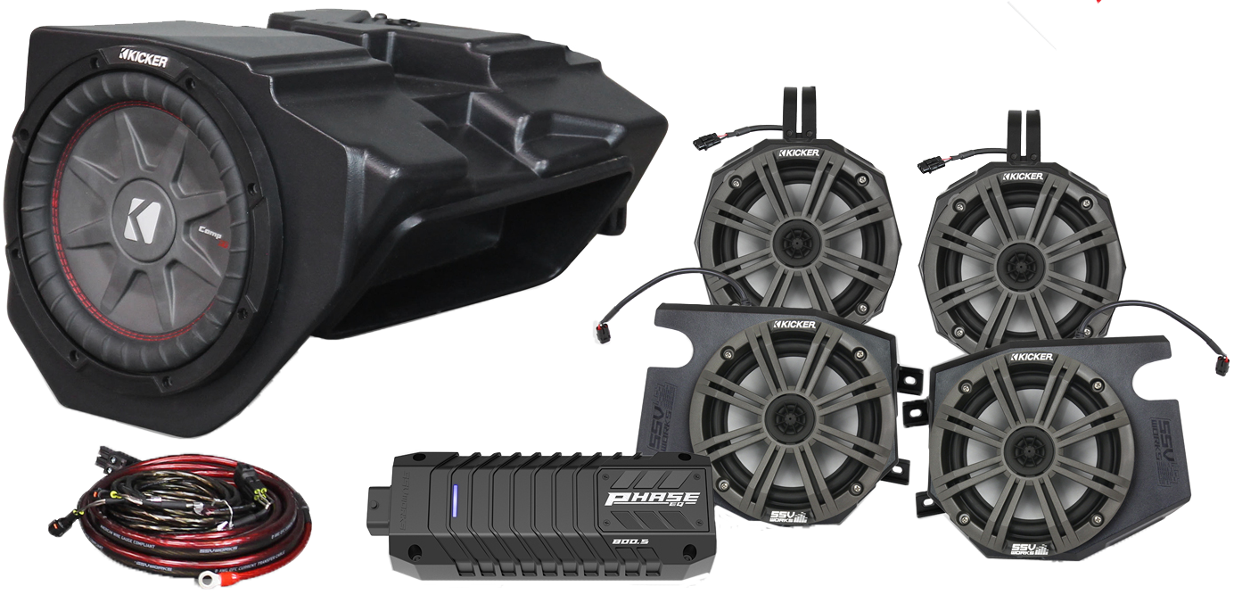 Kicker Ride Command 5 Speaker Plug and Play Kit - Premium Car Audio System for Boats, Trucks & SUVs - Easy Installation, Crystal Clear Sound for Outdoor Adventures & Road Trips