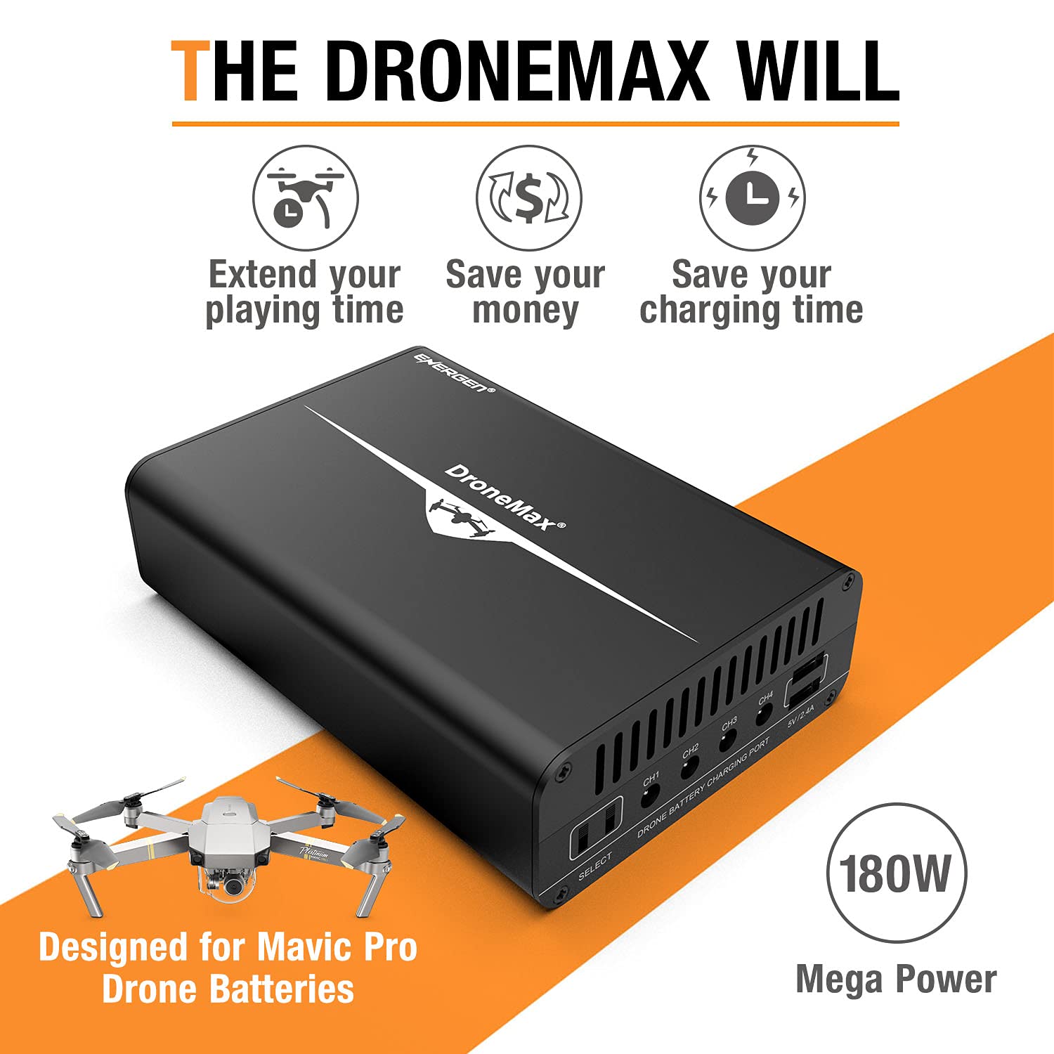 DJI Mavic Pro Battery Charger Hub - Fast Charging Station for 4 Batteries & 2 USB Devices | Perfect for Travel, Outdoor Adventures & Professional Drone Photography