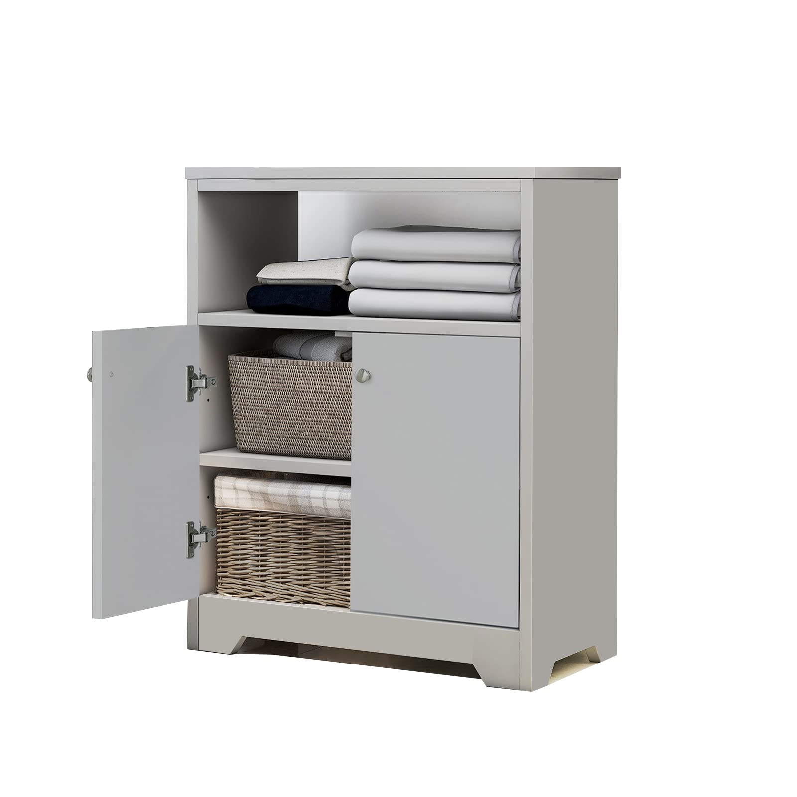 ELESS HOME Freestanding Bathroom Storage Cabinet with Adjustable Shelves - Wooden Floor Cabinet for Bathroom, Living Room & Home Office - Perfect for Organizing Towels, Toiletries & Home Essentials