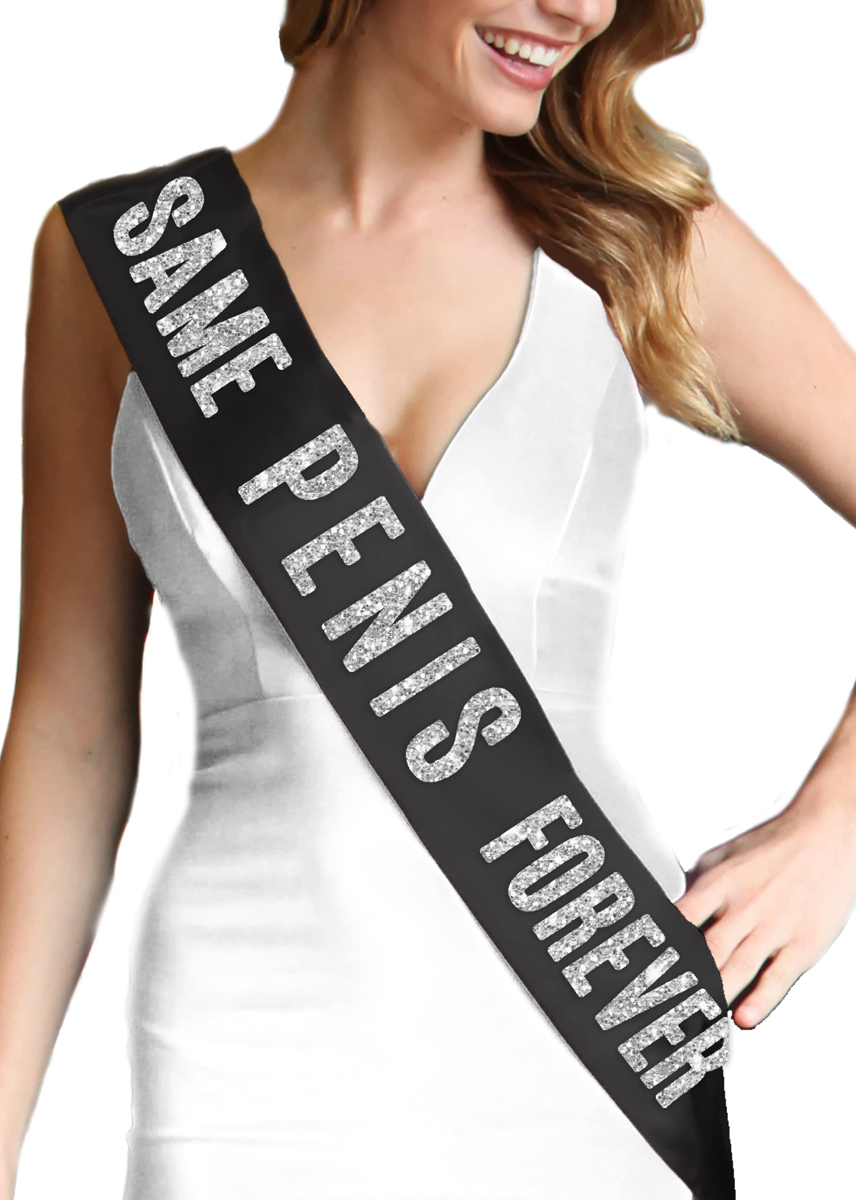 Bachelorette Party Supplies Set of 3 - Silver Diamond Bride Sash, Black Satin Bridal Sash & Bride Headband - Perfect for Bridal Showers, Wedding Rehearsals & Bachelorette Parties