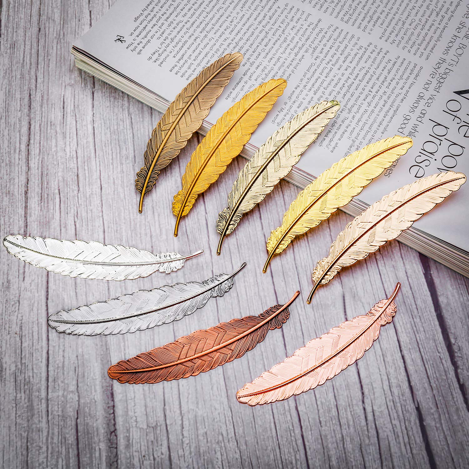 Tatuo 27-Piece Colorful Feather Metal Bookmarks Set for Book Lovers - Classic Style Reading Accessories for Journals, Novels & Gift Giving