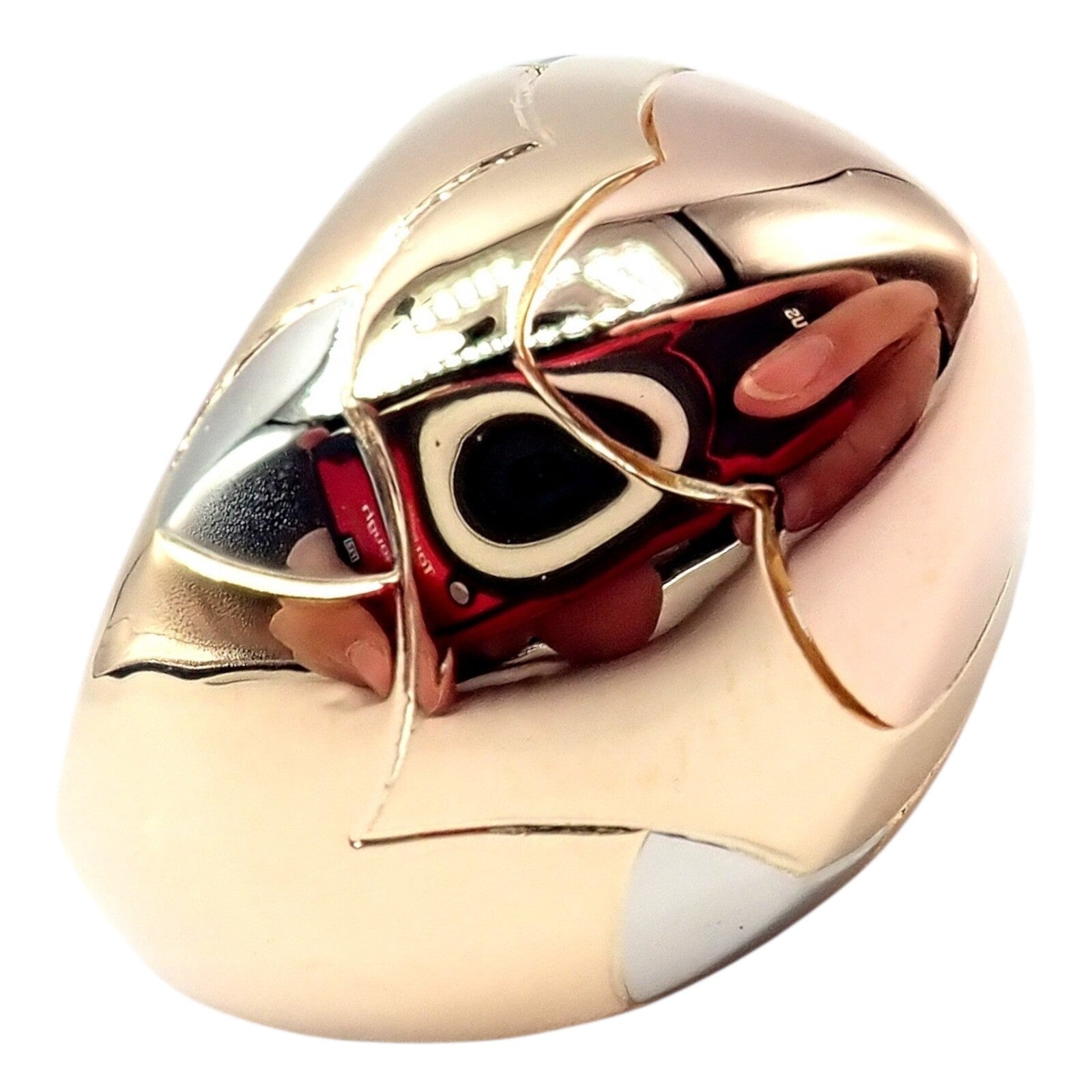 Authentic Bvlgari 18k Yellow White Rose Gold Tricolor Pyramid Ring - Size 6 | Luxury Statement Jewelry for Weddings, Parties & Special Occasions