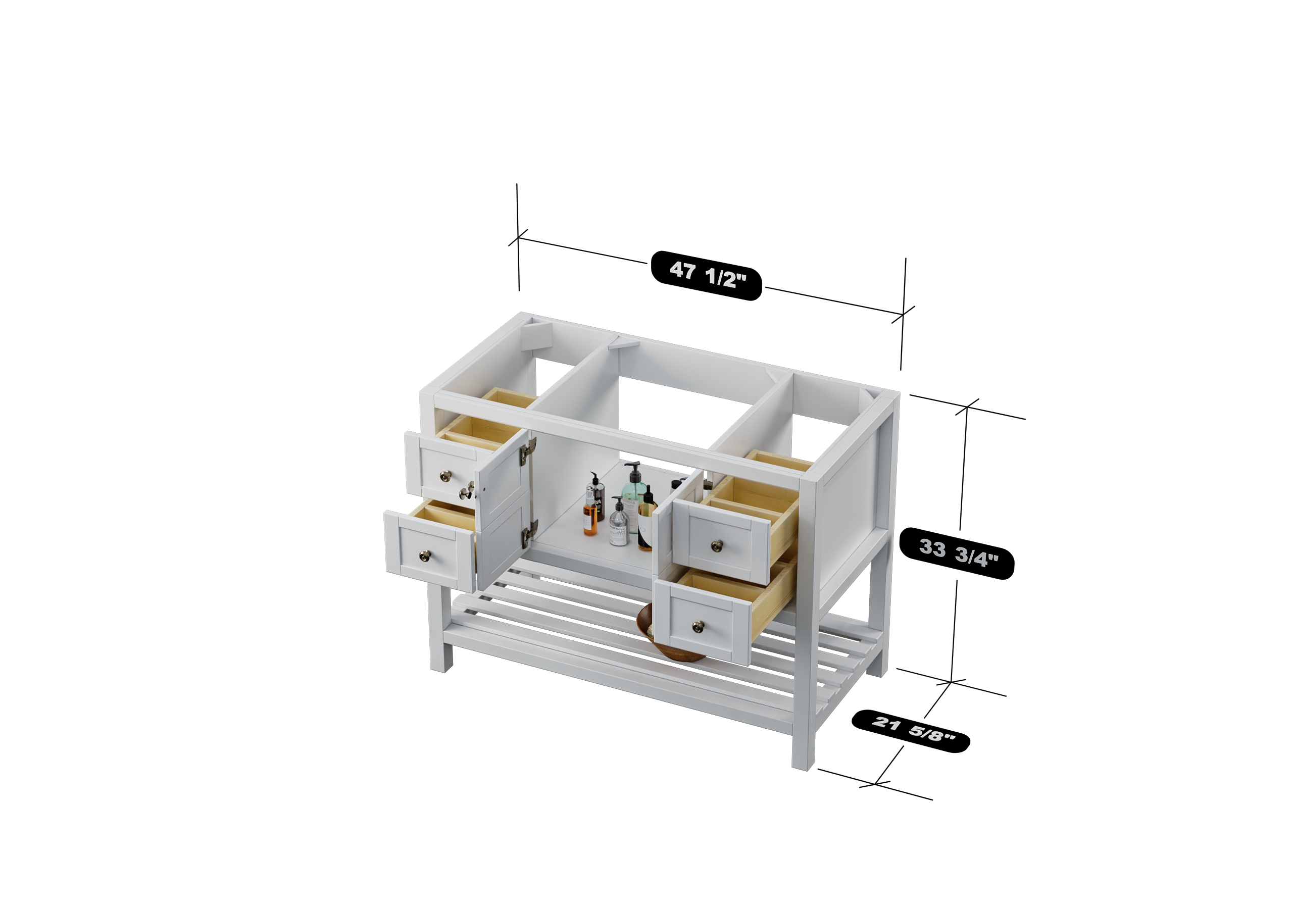 47.5 Inch White Bathroom Vanity Cabinet - Nearmé Dallas Modern Single Sink Vanity for Bathroom Remodel & Home Upgrade