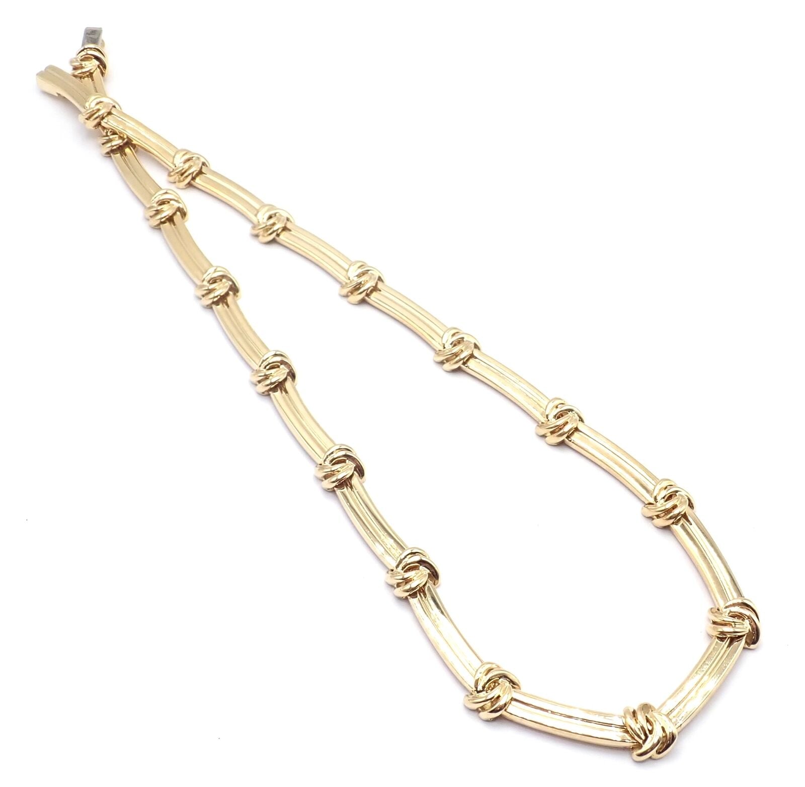 Authentic Vintage Tiffany & Co 18k Yellow Gold Knot Link Necklace - Elegant Jewelry for Women, Perfect Gift for Anniversary, Valentine's Day & Special Occasions
