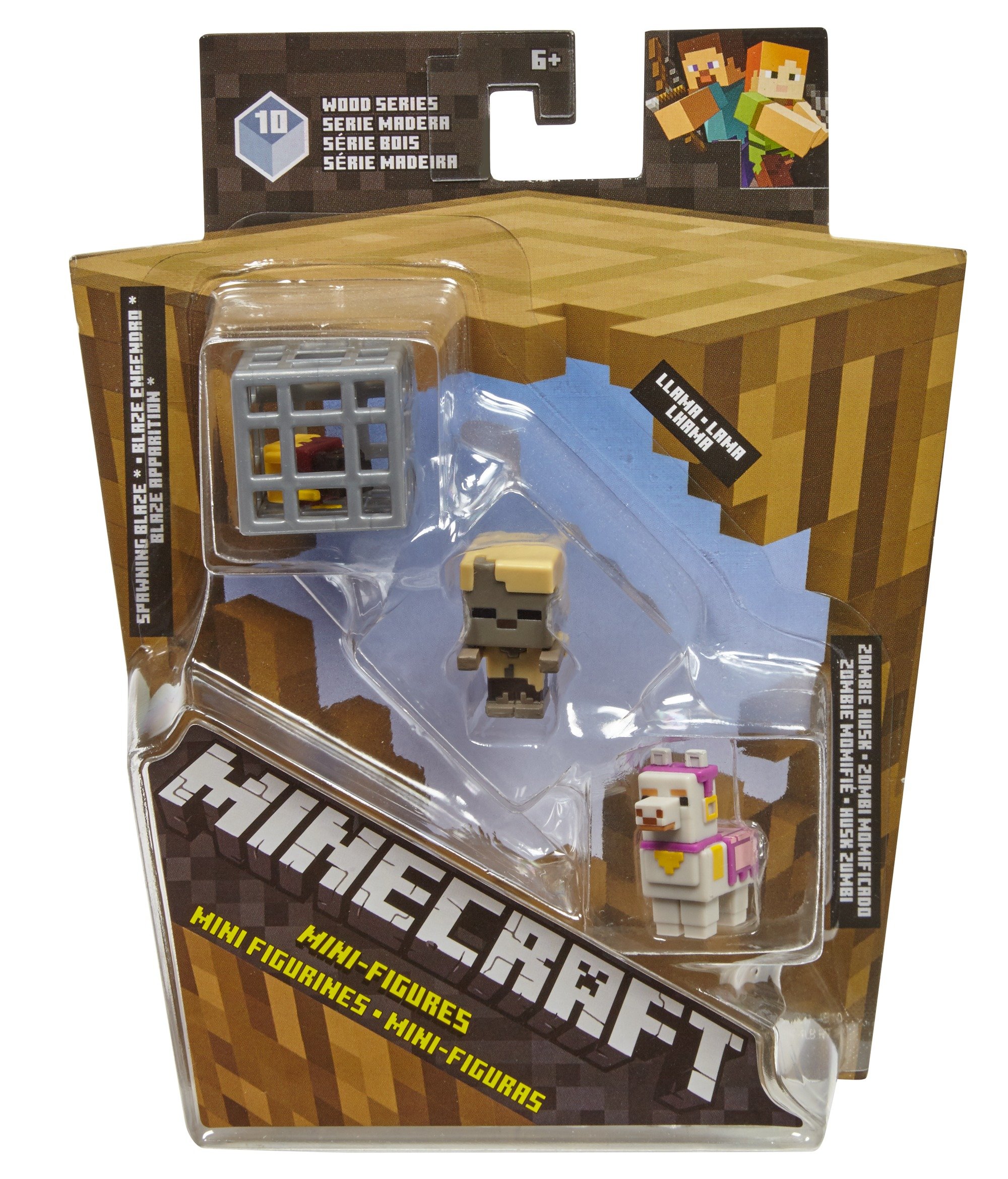 Minecraft Mini Figures 3-Pack - Stray Skeleton, Zombie Pigman, Chicken Jockey & Iron Golem - Official Collectible Toy Set for Kids & Fans - Perfect for Display, Gaming & Role Play Scenes