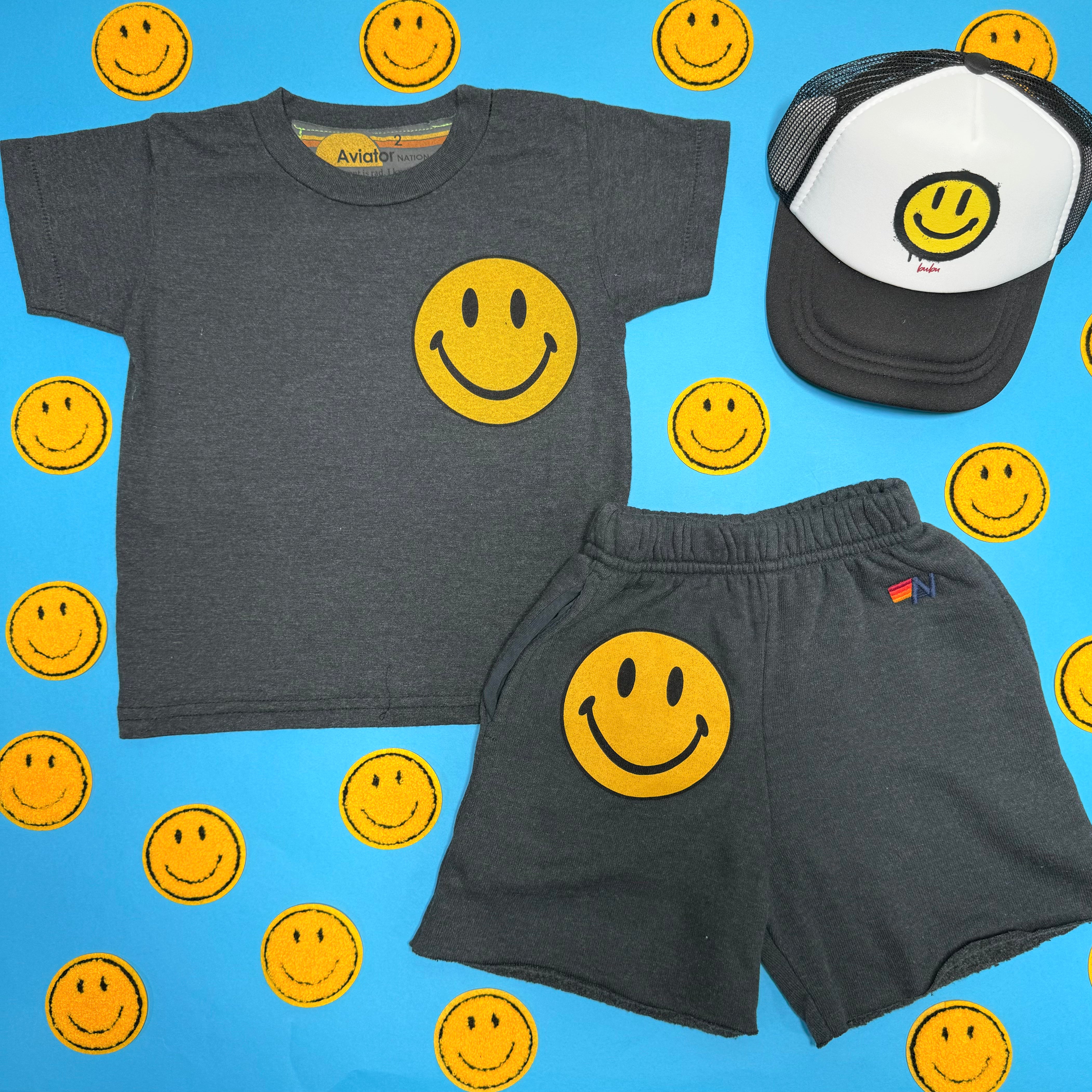 Aviator Nation Kids Smiley Face Graphic T-Shirt - Soft Cotton Short Sleeve Tee for Boys & Girls - Perfect for Playdates, School & Casual Outfits