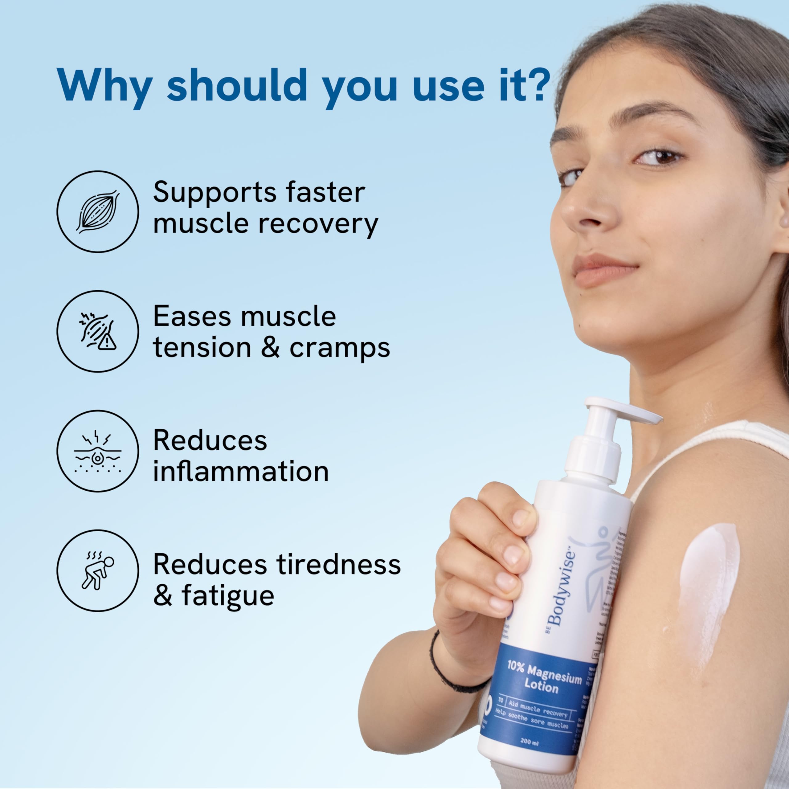 Be Bodywise 10% Magnesium Sleep Body Lotion 200ml - Muscle Recovery & Relaxation Cream with Shea Butter & Lavender | Mild Scent, Lightweight, Non-Greasy Formula | Perfect for Nighttime Relaxation & Post-Workout Recovery