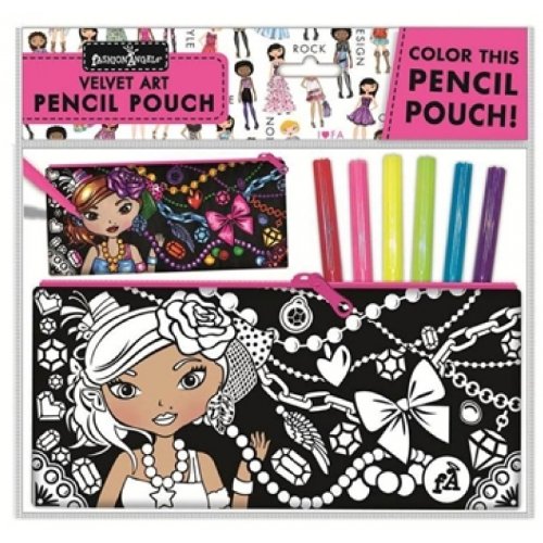 Fashion Angels Velvet Pencil Pouch with 6 Markers for School & Art